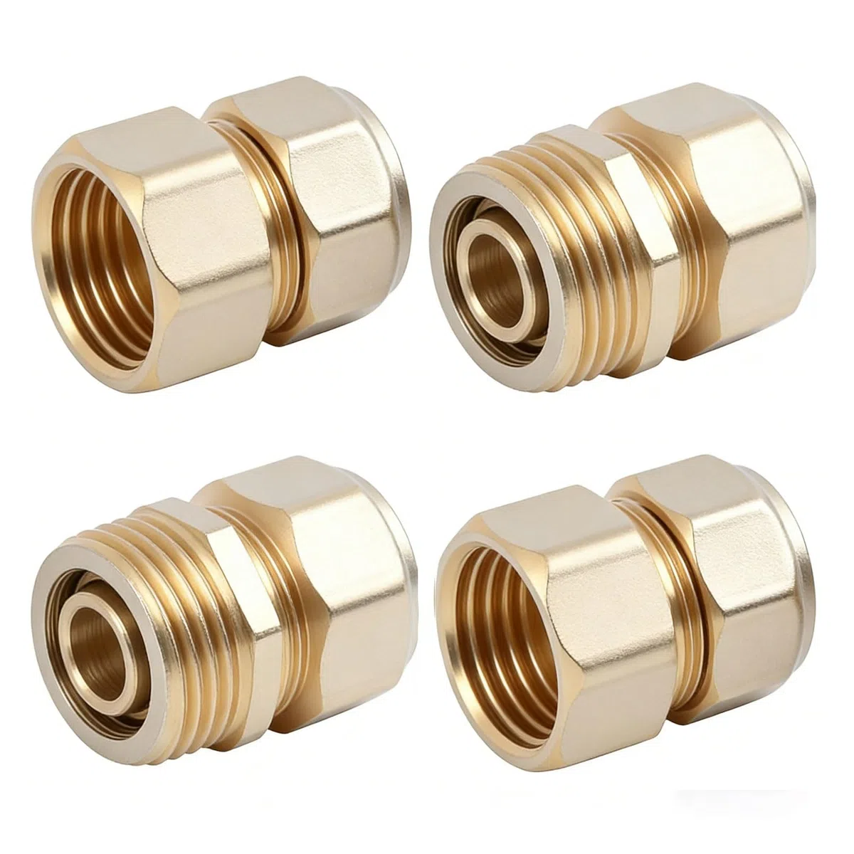 4 Stück Messing Klemmringverschraubung Übergang 16 mm x 1/2 Zoll AG, Robuster Schraubfitting 16x2 für Heizungs- und Trinkwasserinstallationen, Kupferrohr Verbinder für sichere Rohrverbindungen