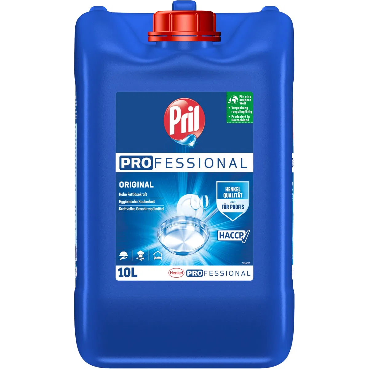 Pril Professional Original Handgeschirrspülmittel 10L – Profi Spülmittel mit Starker Fettlösekraft – für Gastronomie & Gewerbe – HACCP-konform