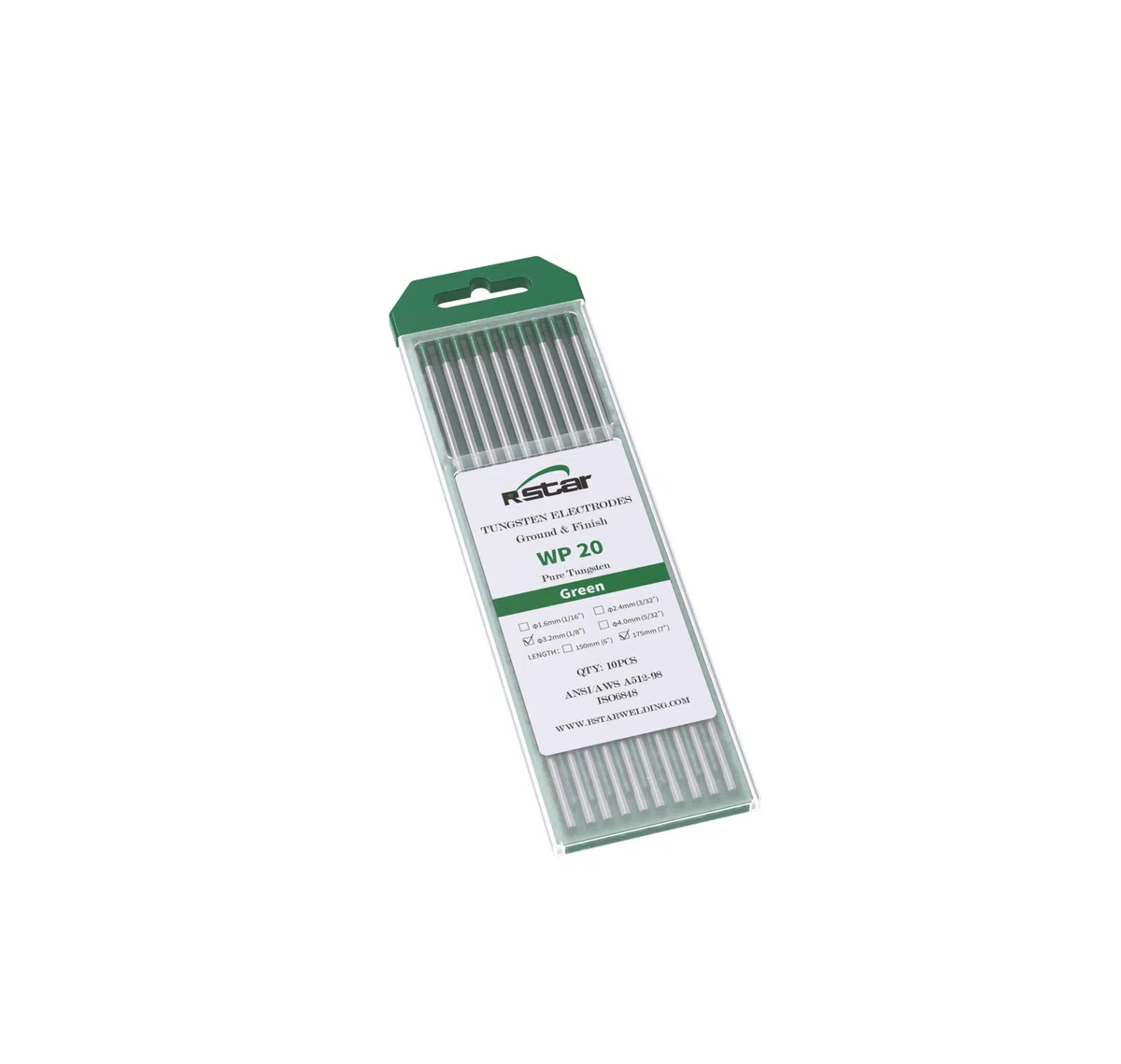 WP20 grün Rein wolfram WIG Wolframelektrode Elektrode Ø3.2 x 175MM 10 Stück