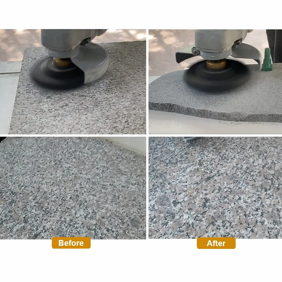 SHDIATOOL Trocken-Diamant-Polierpads Korn 50 6Stück und Gummi Backer Pad (1Set) Mit Rundschaft 100MM Beton Diamantschleifscheiben Marmor Granit Stein polieren