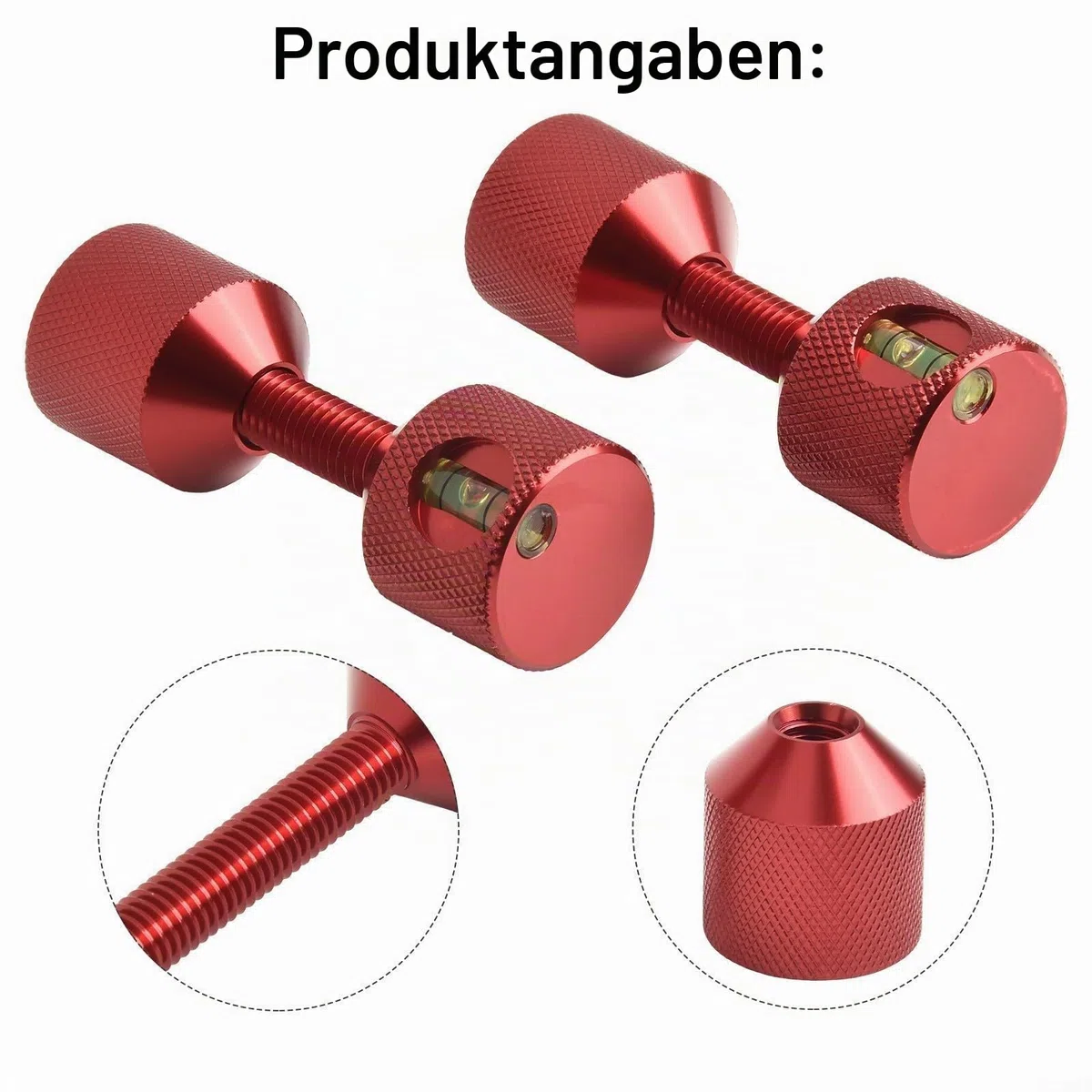 Aluminium-Flansch-Positionierungsstift-Set mit integrierter Wasserwaage, Zwei-Loch-Ortungswerkzeug für 3,8 cm Rohrausrichtung (rot, 4 Stück)