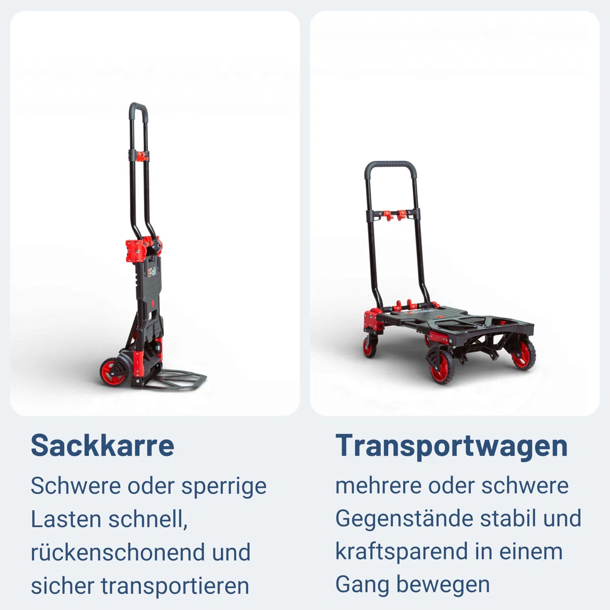Pallit Sackkarre klappbar 150 kg - 2-in-1 Transportwagen & Plattformwagen, Robuster Stahlrahmen, Transportkarre für Umzug, Lager & Werkstatt