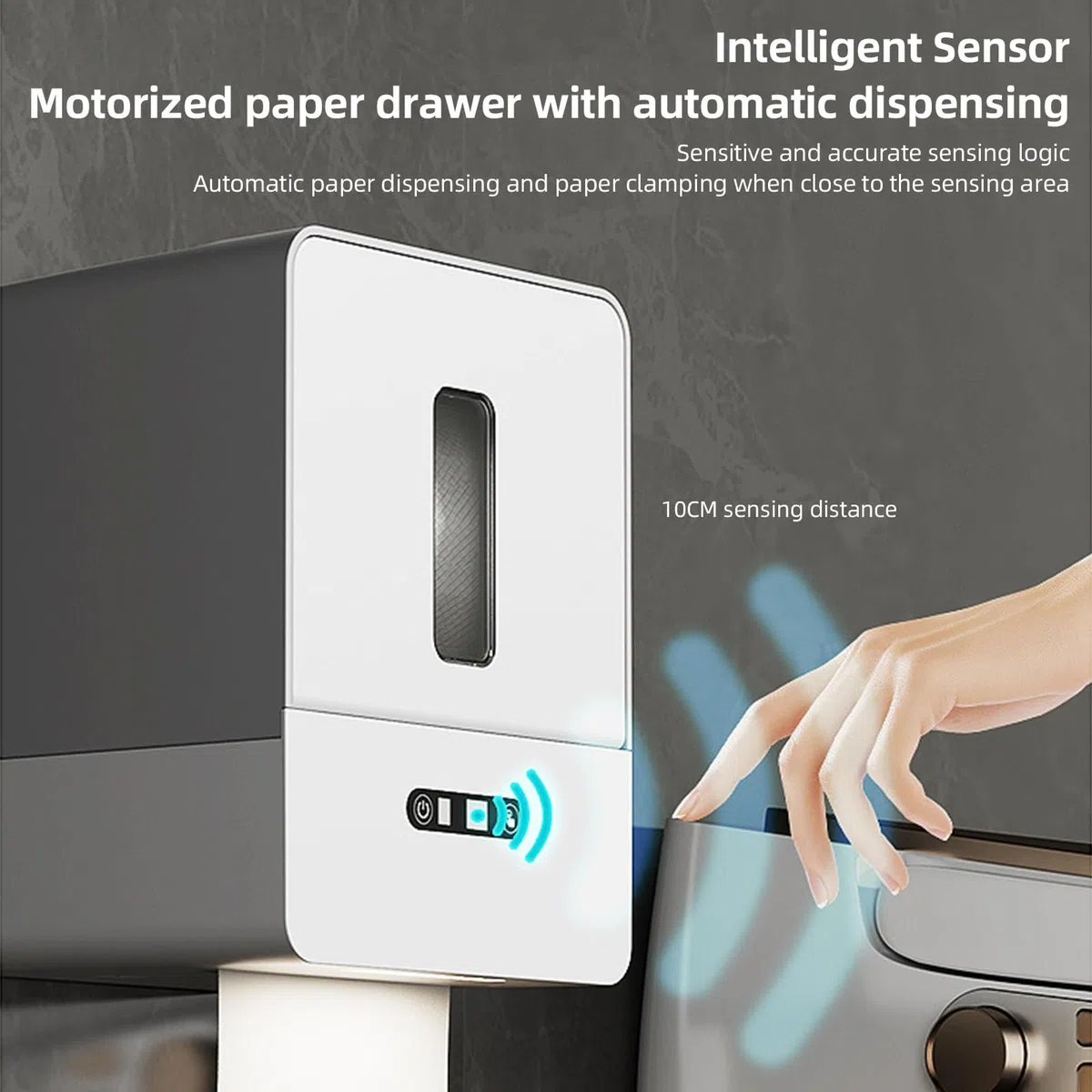 Automatischer Papierhandtuchspender, Berührungslos, Intelligenter Rollenpapierhalter Zur Wandmontage, Elektrischer Rollenpapierhandtuchspender mit Nachtlicht für Küche, (Gray)