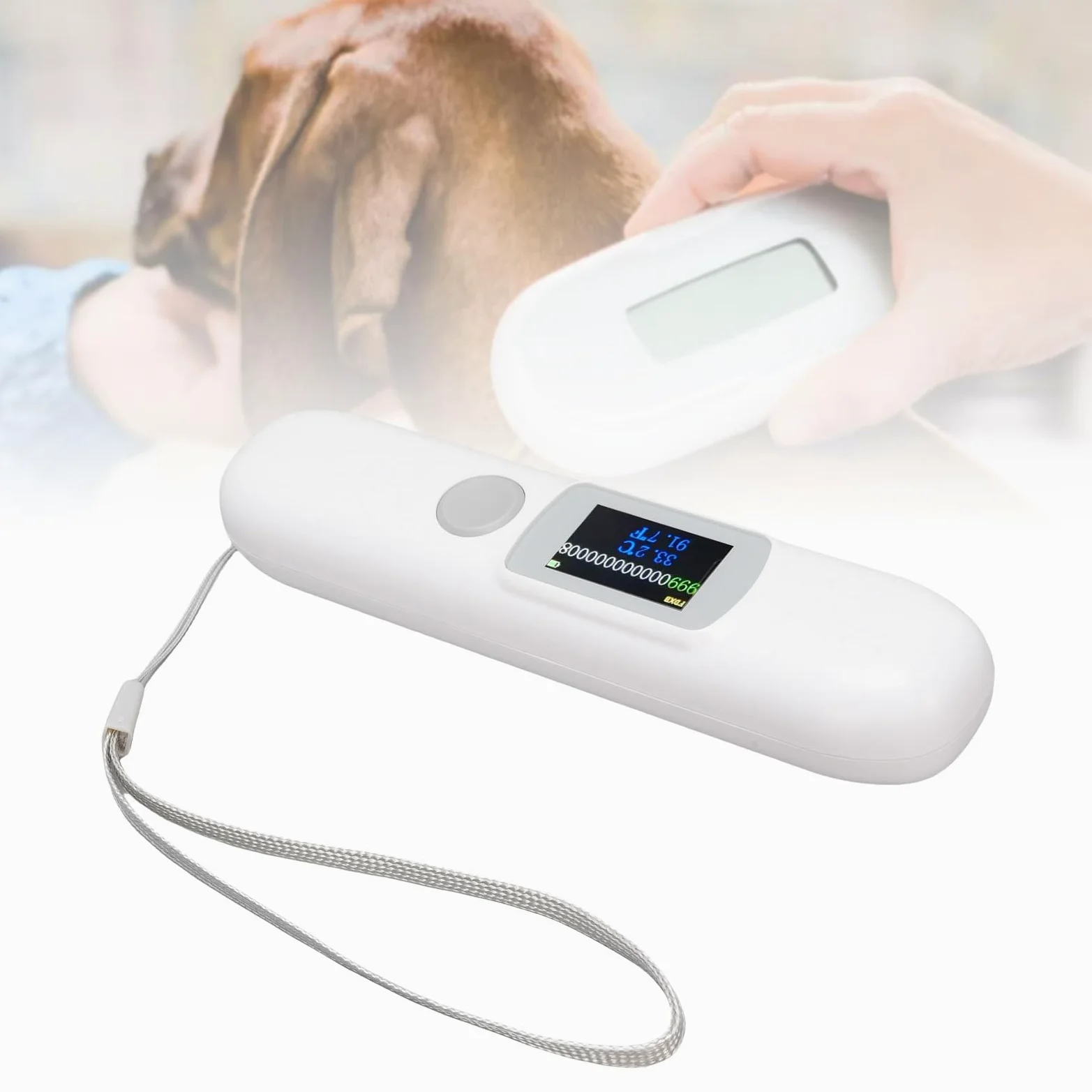 Sxhlseller Haustier-Mikrochip-Scanner mit Bluetooth und Temperaturüberwachung, 1,14-Zoll-Farbbildschirm, Tiermarkenleser, Kompatibel mit den Standards FDX-B ISO 11784 und 11785