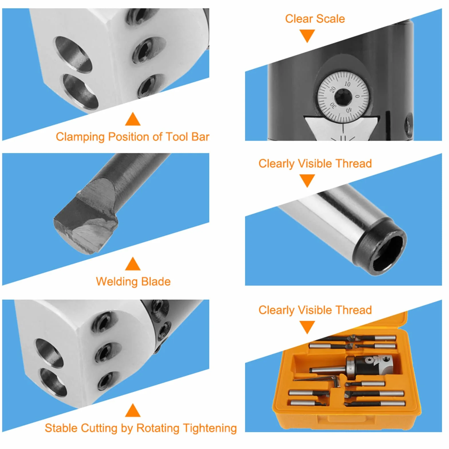 MT2- M10 Bohrkopf+F1-12 50mm Ausdrehkopf+12MM Bohrstange Bohrwerkzeug Set mit Kunststoffkoffer Tragbares Bohrkopfkopf Kit Metall CNC Drehmaschine Fräsmaschine Zubehör