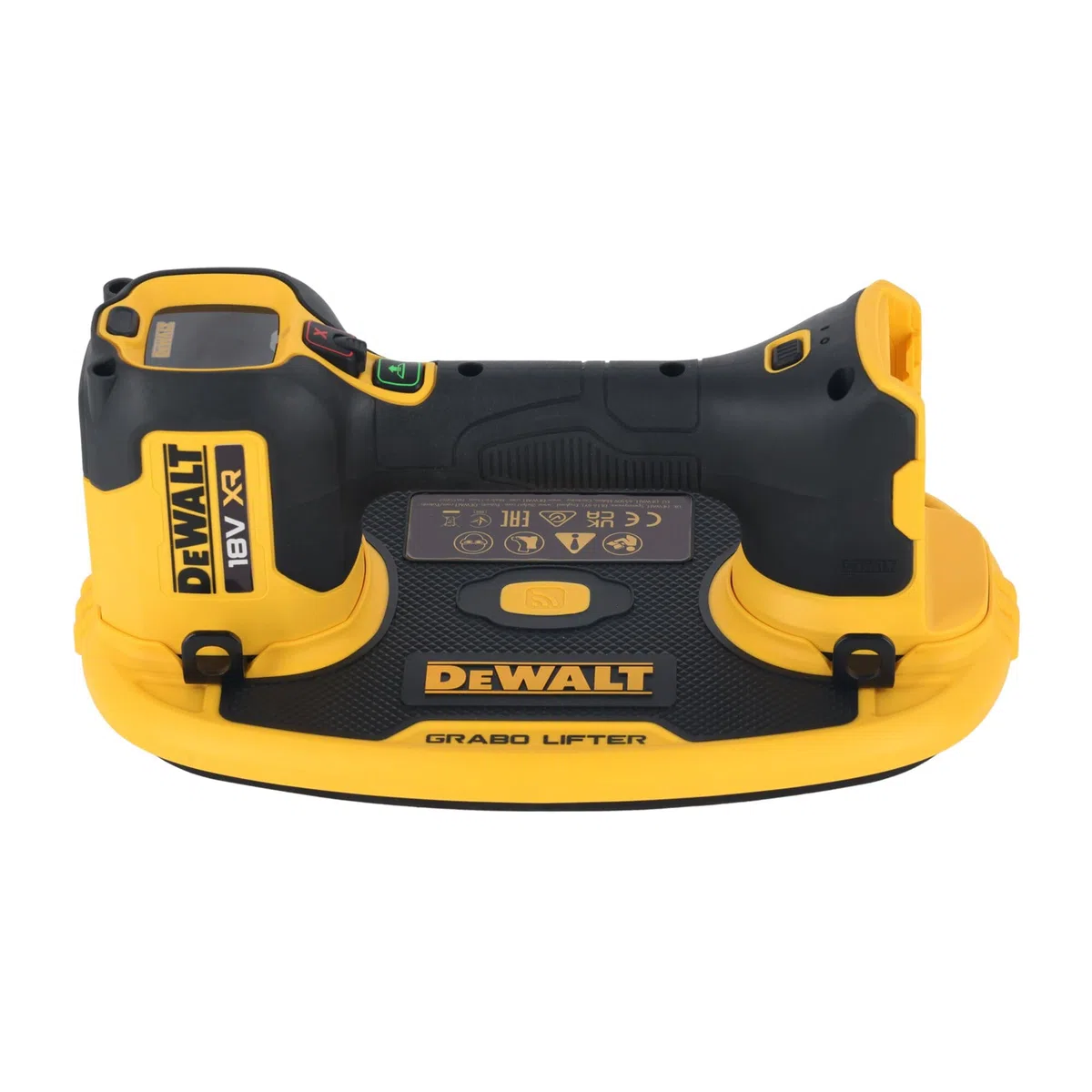 DEWALT 18 Volt Grabo Akku-Vakuum-Heber (bis zu 120 kg Hebekraft digitales Manometer, austauschbare Dichtung, Lieferung ohne Akku und Ladegerät), DCE590N-XJ