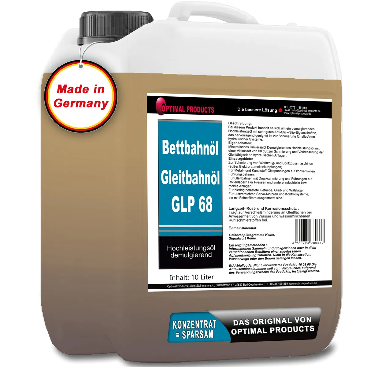 Gleitbahn Bettbahnöl Hochleistung Gleitbahnöl GLP 68/10 Liter