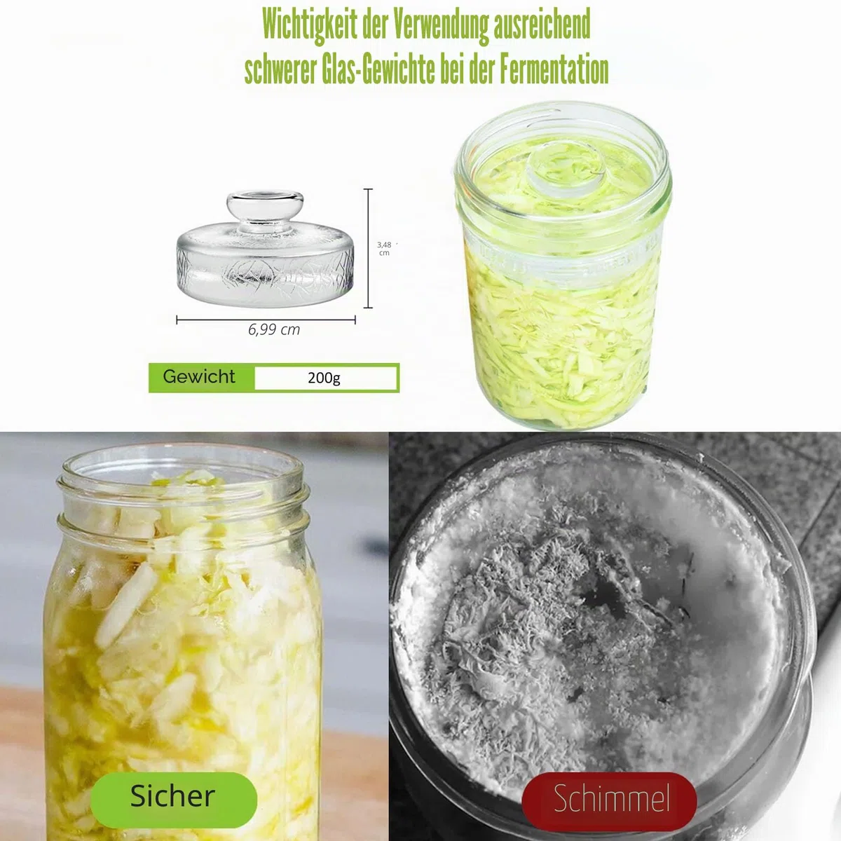 Artcome 10-Pack Glass Fermentation Weights with Easy Grip Handle and Unique Texture Design for Large Wide Mouth Mason Jars