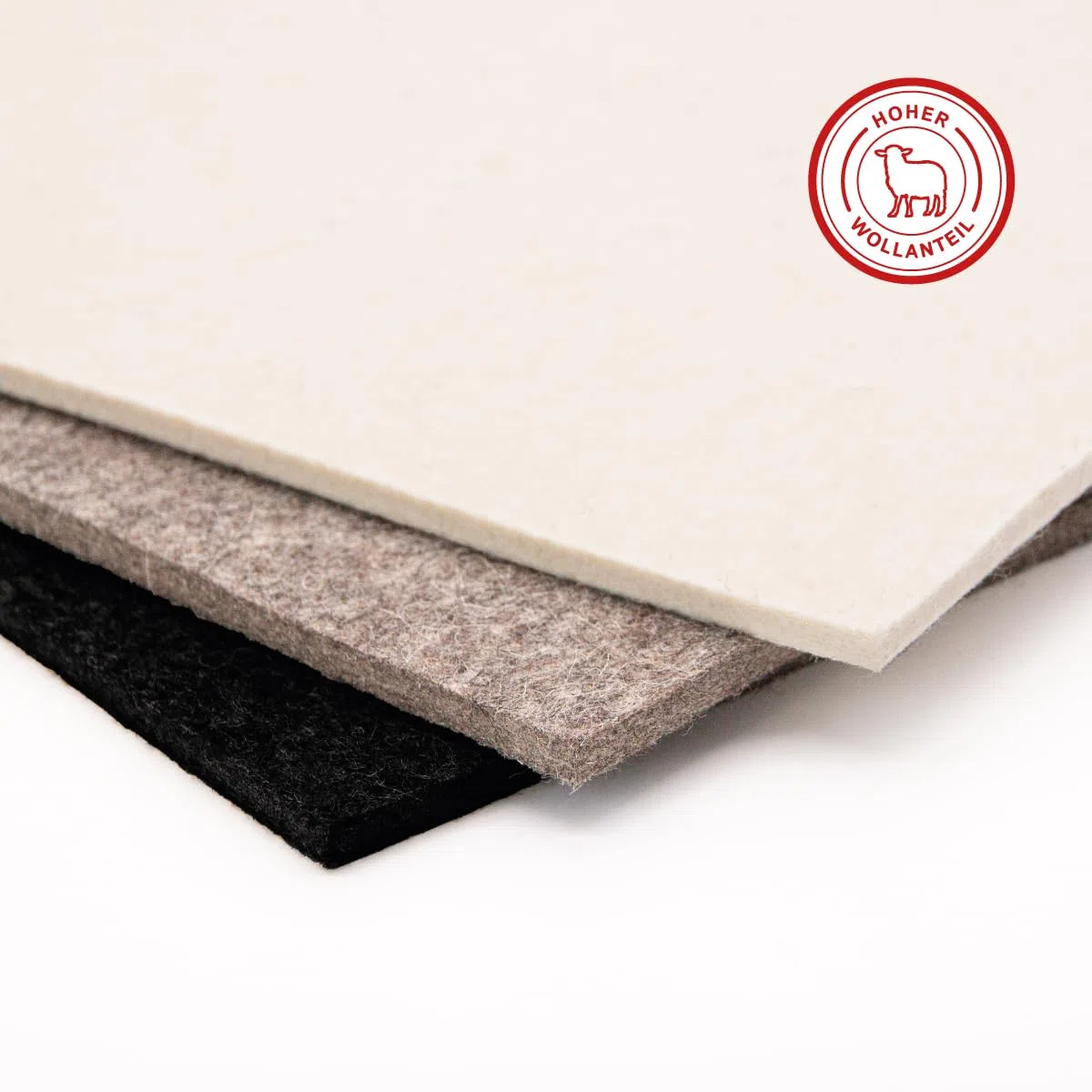 Wollfilz Zuschnitt (Industriefilz) grau meliert 15 mm – 50 x 30 cm – Dichte 0,36 g/cm³ – Hochwertiger technischer Filz – Made in Germany