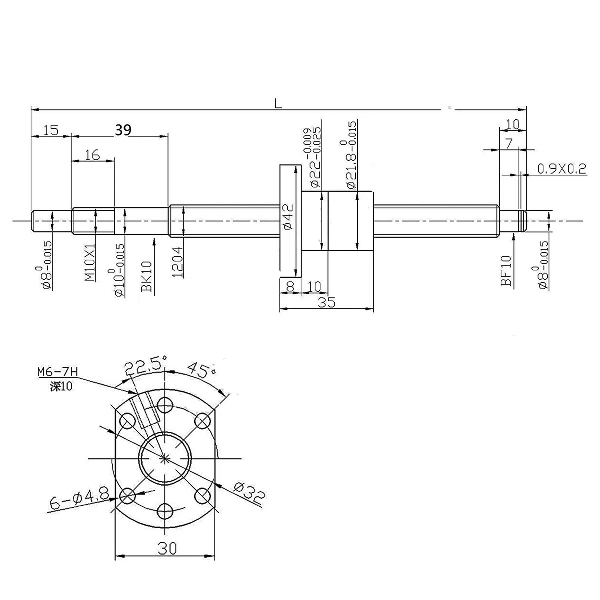 Kugelumlaufspindel SFU1204 800mm Gewindespindel Edelstahl Kugelumlaufspindel mit BK10/BF10 Unterstützung Muttergehäuse und Kupplungssatz für CNC-Maschinen