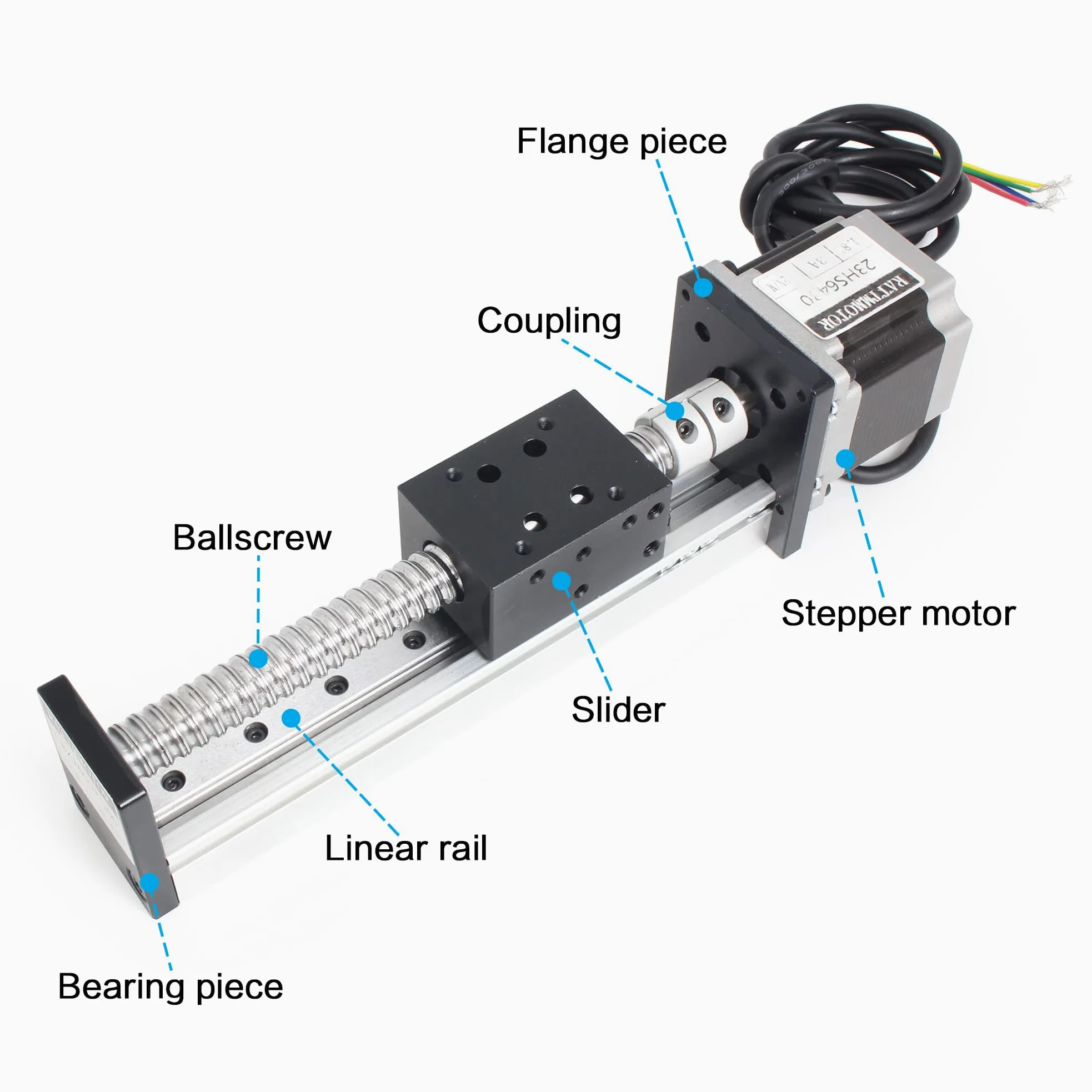 RATTMMOTOR Linearführung,100mm Verfahrweg Länge Linear Schienenführung CNC Linearantrieb Tisch Linearführung SFU1605 Kugelumlaufspindel mit NEMA23 Schrittmotor