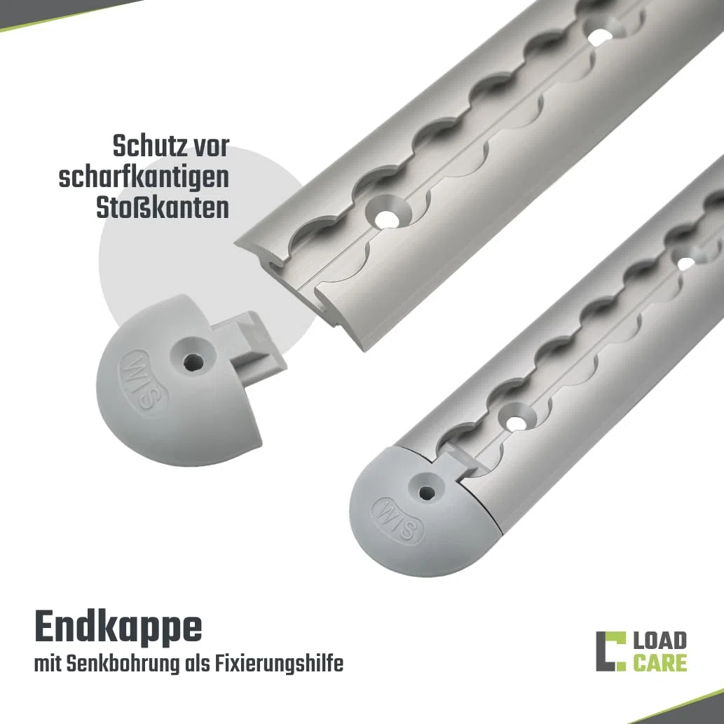 Airlineschienen Starterset 32 TLG. | 4X 2m halbrund gebohrt | inkl. 20 Fittinge & 8 Endkappen | Zurrschiene Aluminium eloxiert für Transporter, Anhänger & Camper (Rot) | Eloxierte Schienen