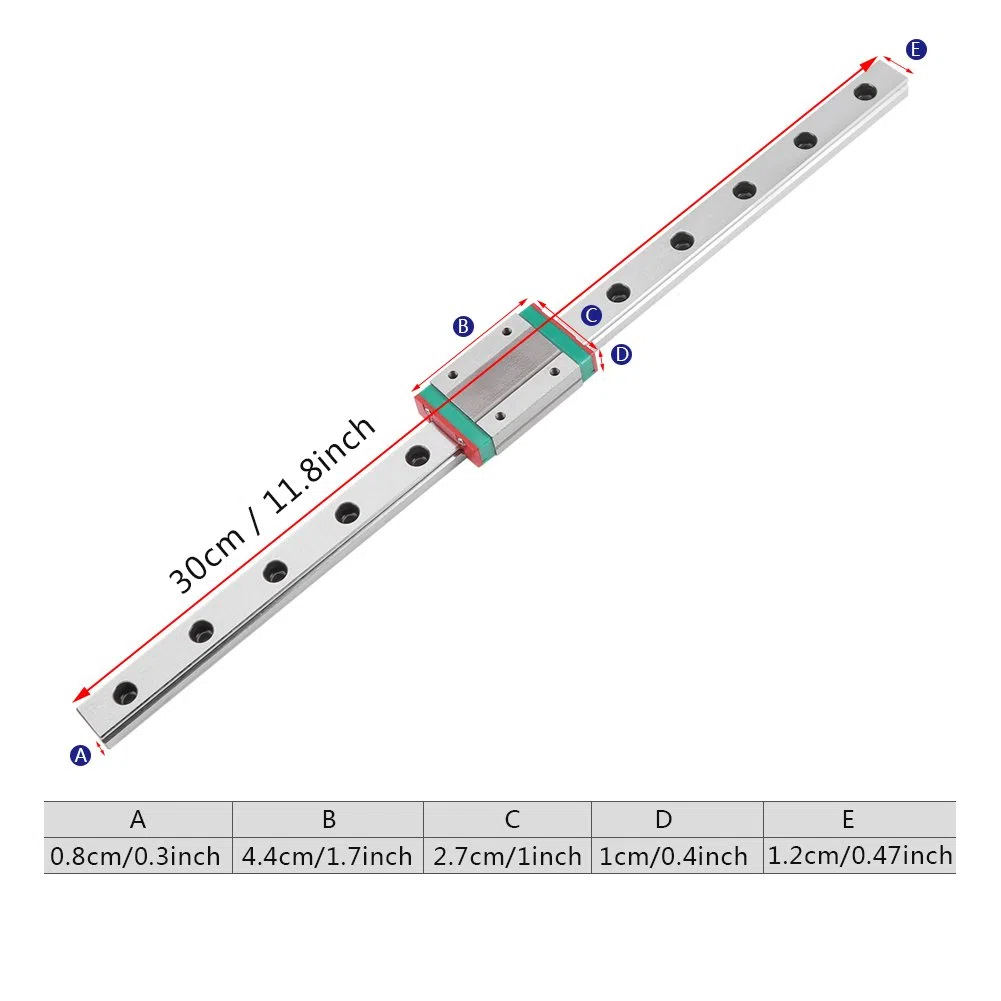 Sonew 2 Stück Linearschienenführung, 300 Mm Tragbare Hochpräzise Miniatur Linearbewegungsführung mit Gleitschienenblock für DIY 3D Drucker und CNC Maschine