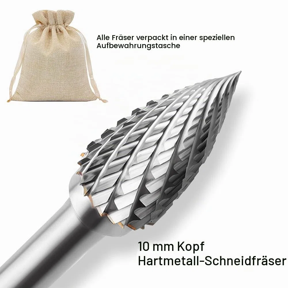 ASNOMY Wolframcarbid fräser – 5 Stück Raspel Set 10mm Hartmetall Rotary Frässet Frässtifte für Schneidschleifer, Metallschnitzen, Polieren, Gravieren, Bohren mit 6 mm Schaft Fräser-Bit-Set