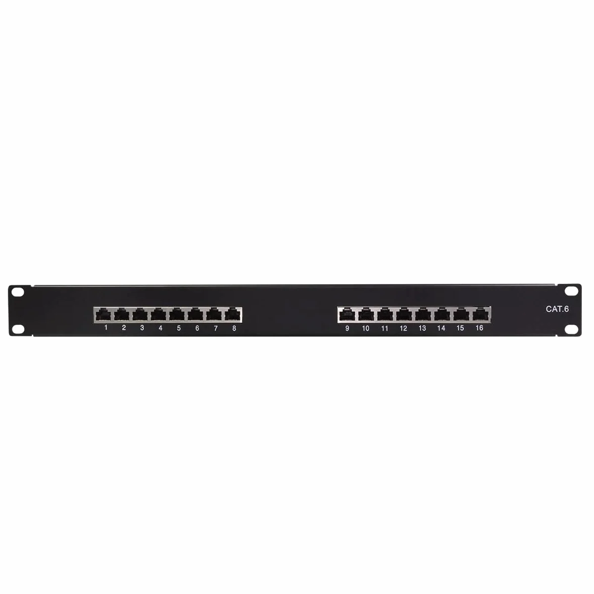 Logilink Professional EconLine Cat.6 (250 MHz) Patchpanel - Verteilerfeld, 19", STP (geschirmt) 16-Port (RJ45), NP0057, Schwarz
