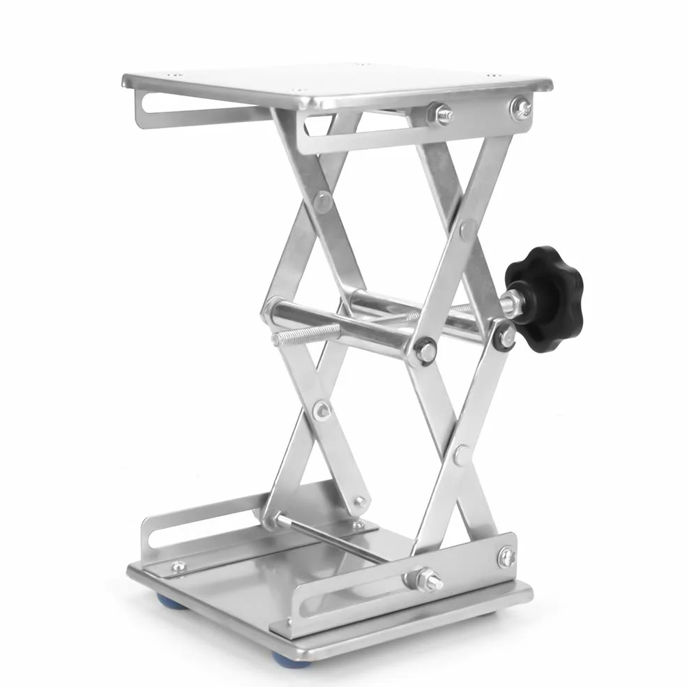 Edelstahl Labor Heben Plattform Stand Scheren Gestell 150 * 150 * 250mm, Einstellbare Höhe, Stabile Hebe Leistung, für Physik Chemie Biologie Experimenten Instrument, Hergestellt