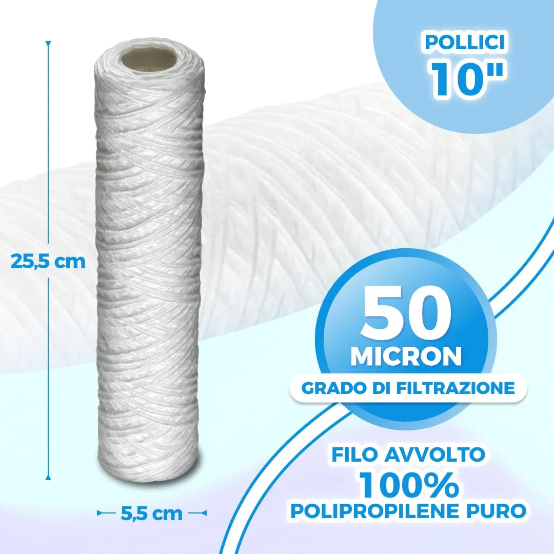 WK Filterkartusche 25,4 cm (10 Zoll), mit umwickeltem Draht, 50 Mikron, sauberes und sicheres Wasser, für den privaten und gewerblichen Gebrauch, Packung mit 10 Stück
