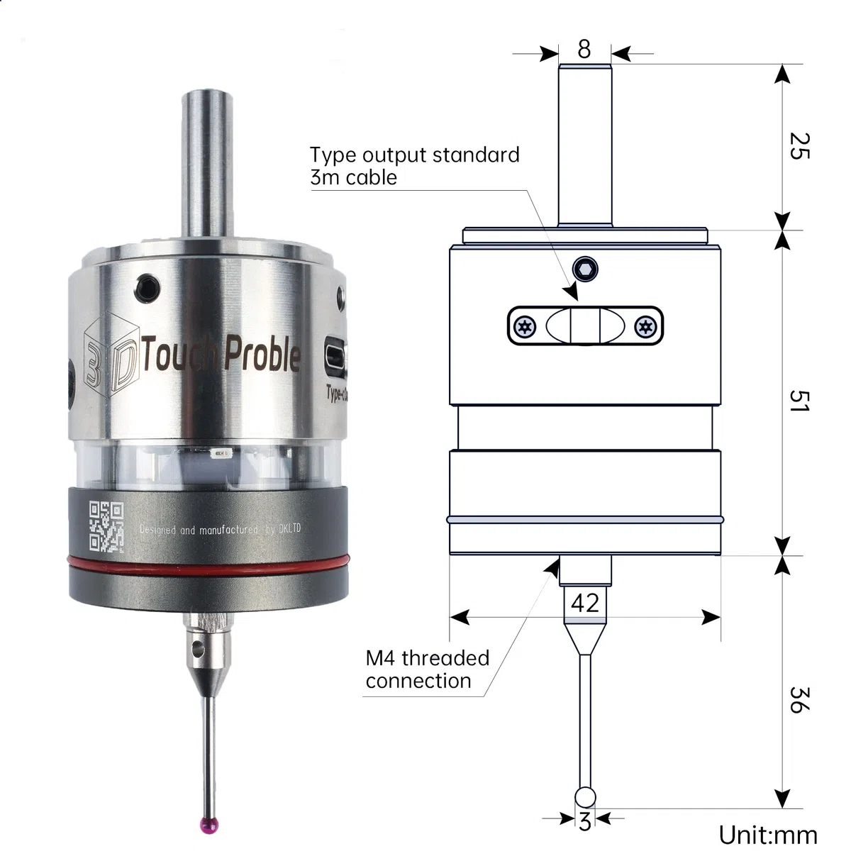 RATTMMOTOR Kantentaster,3D-Taster Kantensucher, CNC Photoelektrischer Kantenfinder WP500,Präzision 0,001mm Kompatibel Mach3 und GRBL für CNC-Fräsmaschine Automatische Zentrierungs (V6-Serie)