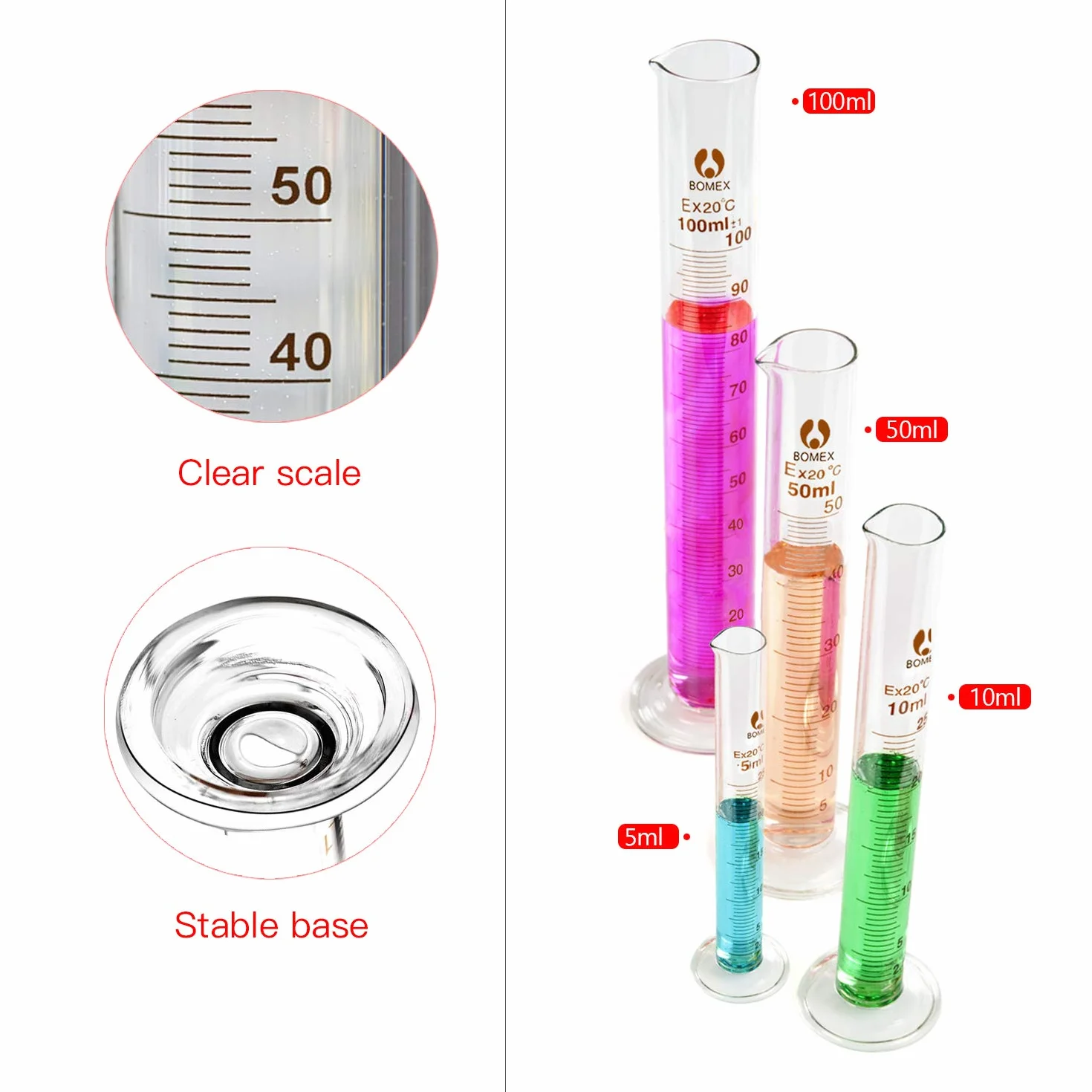 3 Stück Dropper Tropfpipette 4 Pcs Borsilikatglas Meßzylinder, Glasrührstab und 2 Pcs Bürst für Reagenzglas