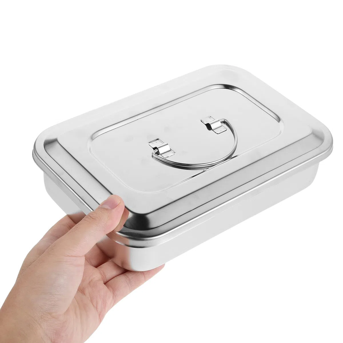 2 Stück Teiliges Edelstahl Desinfektionsbox mit Deckel Rechteckige Autoklavierbare Aufbewahrung für Medizinische Instrumente Wiederverwendbar Dicht Verschließbar für Klinik und