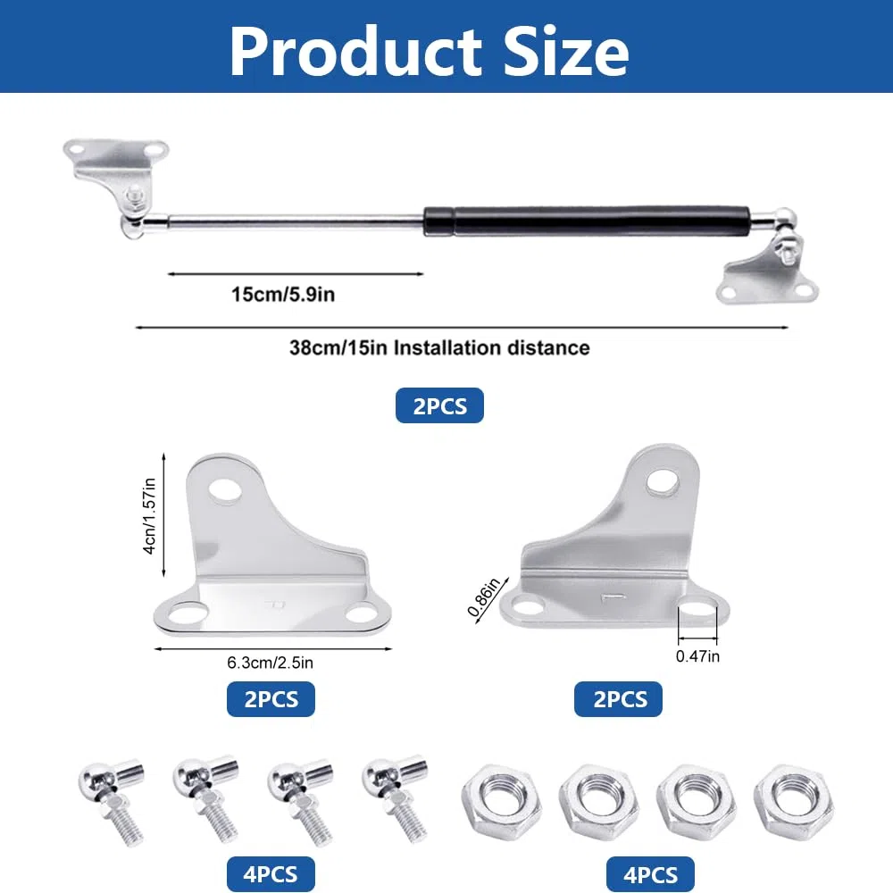 Gasdruckfeder 2 Stück Gasdruckdämpfer 380mm 200N 20kg mit L-förmigen Haltern, Universelle Gasfeder für Schranktüren Werkzeugkasten Aufbewahrungsbox Deckel Hydraulisch Stoßdämpfer Starke Tragkraft