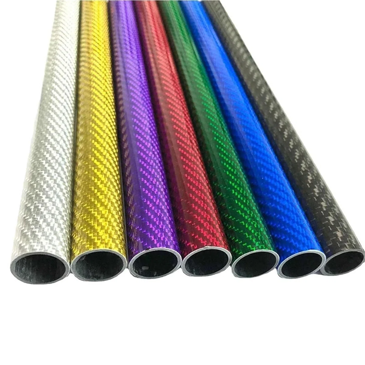 Carbohnfaserrohre Carbonfaserstäbe Kohlefaser-Rohr Runde glänzende Kohlefaserrohre, Silberne leichte Carbonfaser-Rohre mit 2mm Wandstärke, Twill Weave hohlen Carbon Rohr Stabilisator für DIY Segelboo