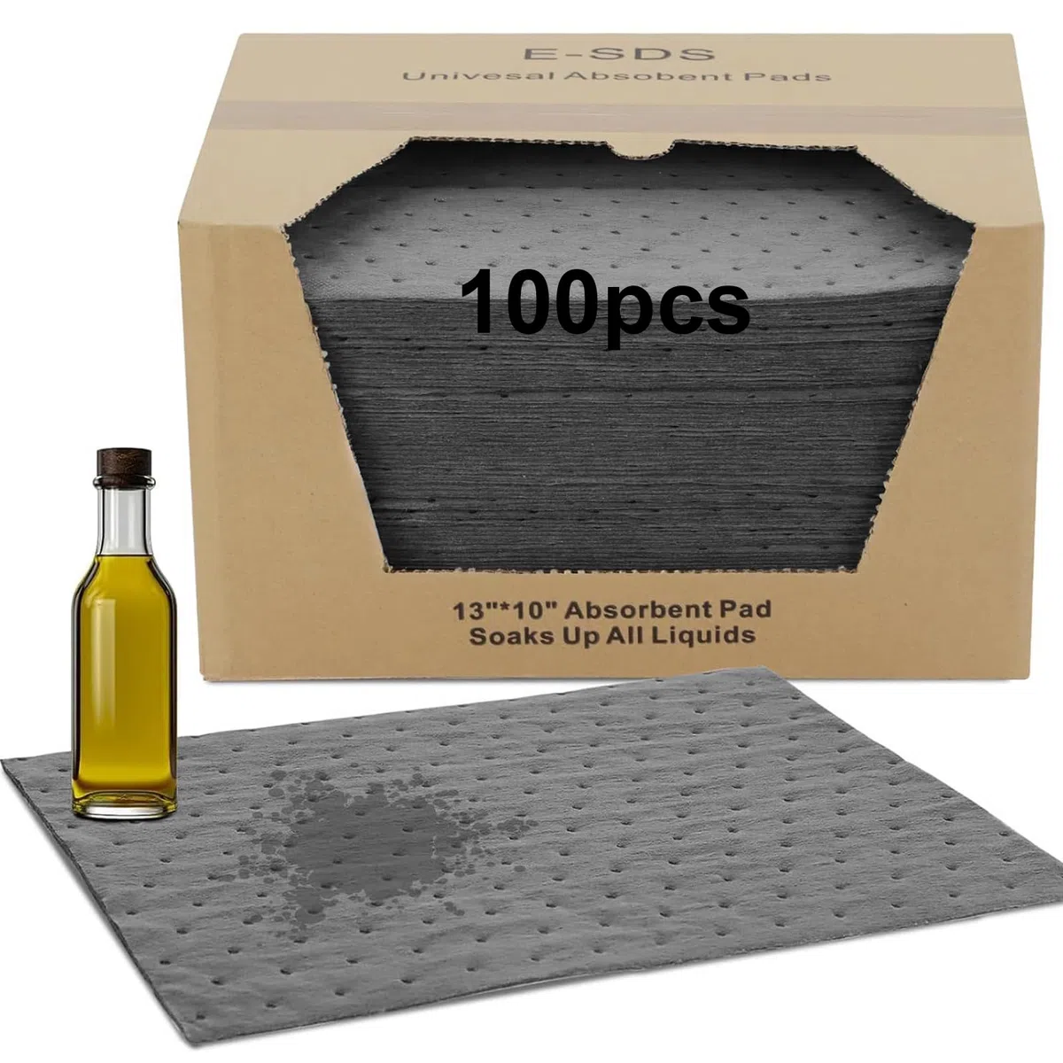 100 Stück Ölsaugtücher Ölauffangmatte Werkstatt Matte Abreißbares Ölsaugtücher für Zuhause Keller Garage Küche für Verschüttete Flüssigkeiten auf Öl Wasserbasis(25 x 33 cm)