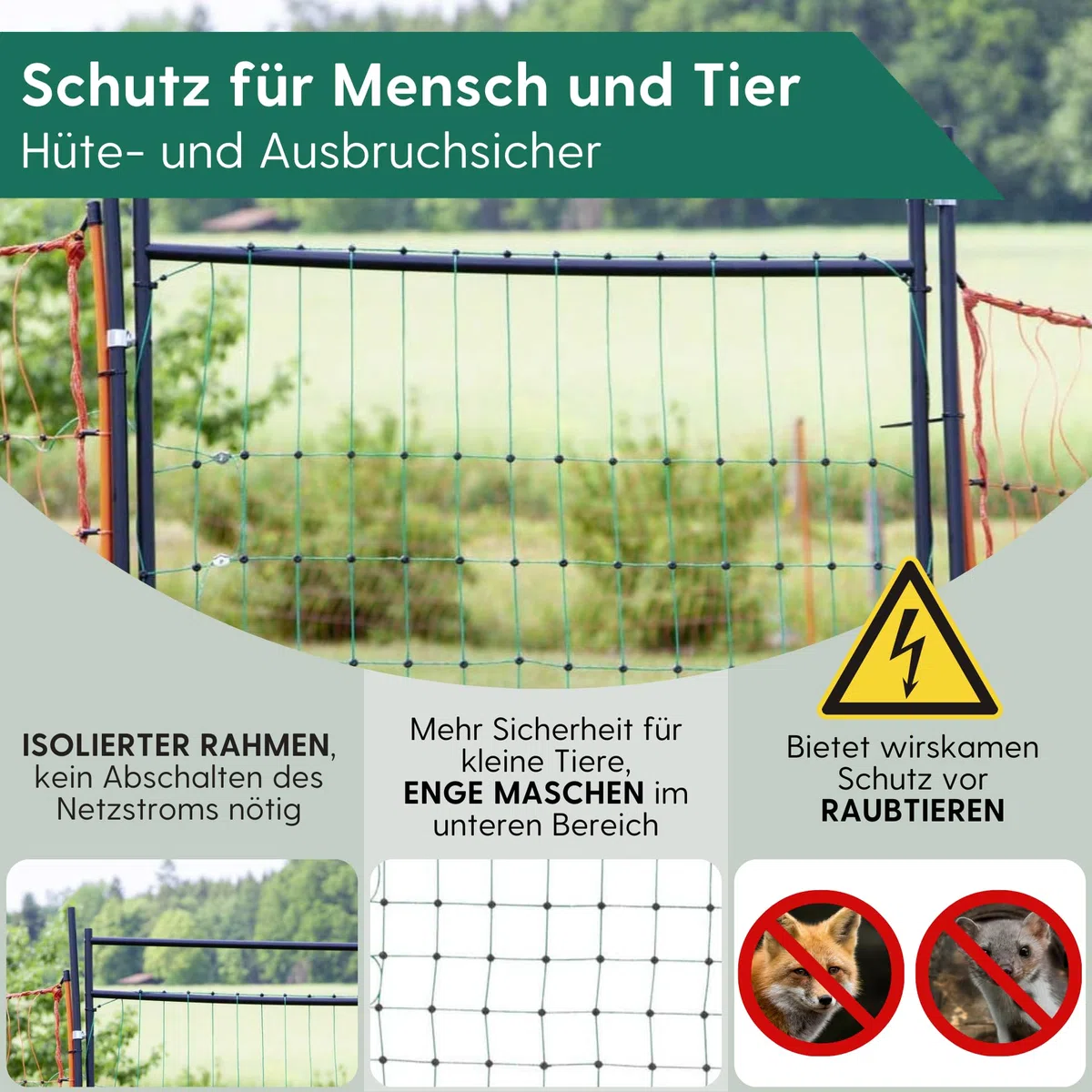 Agrarzone Tür für Weidezaunnetz bis 125 cm Zauntür Weidezaun Hühner Tor | 86 cm Öffnungsbreite, elektrifizierbar, Weidetor, Weidezaun