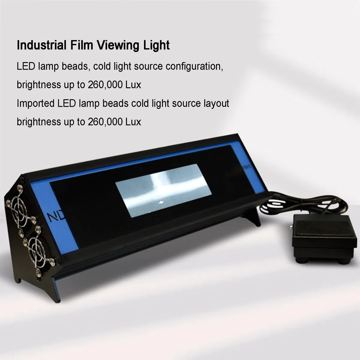 Tragbarer LED-Filmbetrachter für industrielle NDT-Tests, Radiographie-Inspektionsleuchte mit Fußschalter, stufenloses Dimmen, maximale Leuchtdichte 90000 Cd/m², hohe Lichtdurchlässigkeit