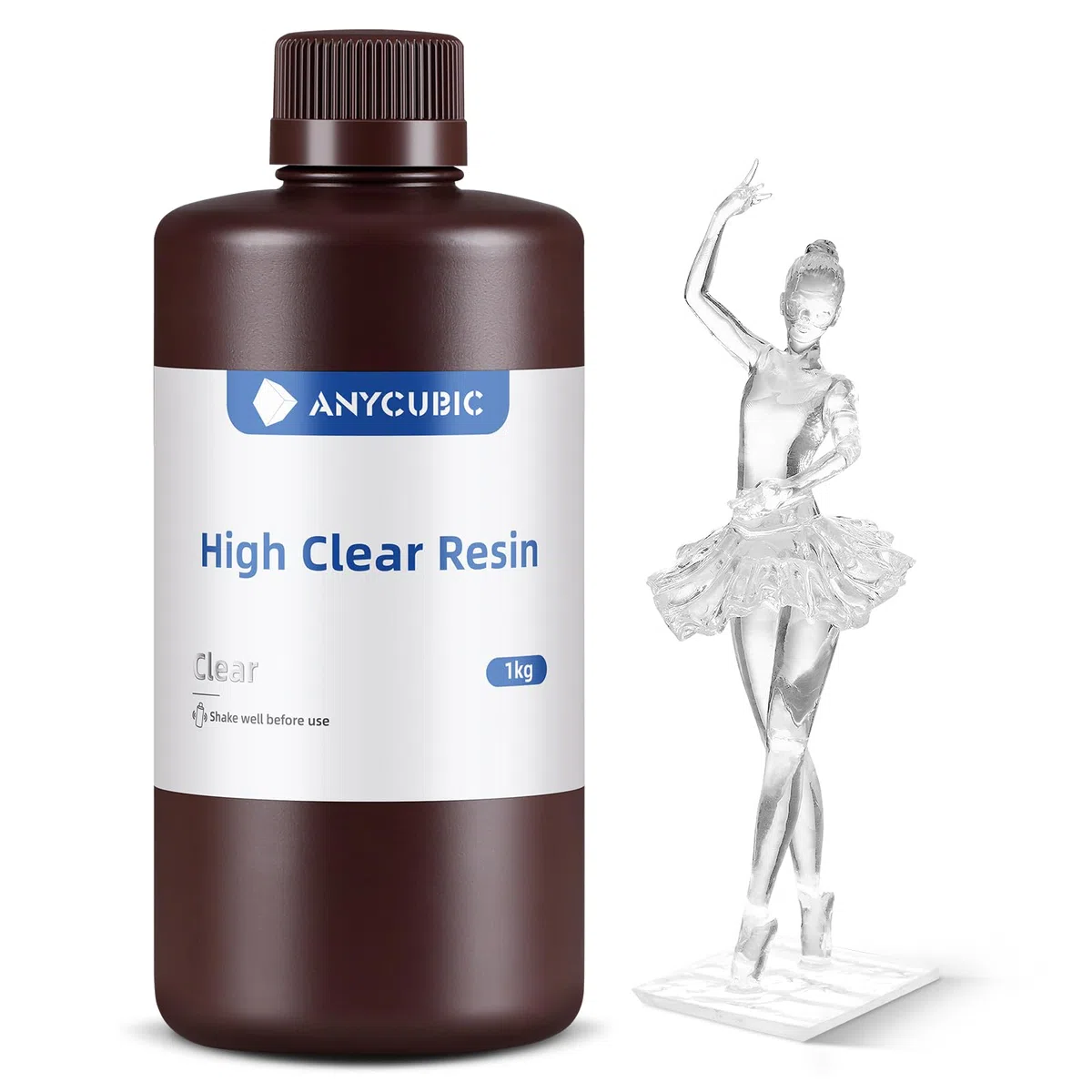 ANYCUBIC Hochtransparentes 3D Drucker Resin, UV 405nm Standard Rapid Photopolymer Resin, Vergilbung Widerstehen, Lang anhaltende Klarheit für den LCD/DLP 3D Printer (High Clear,1000g)