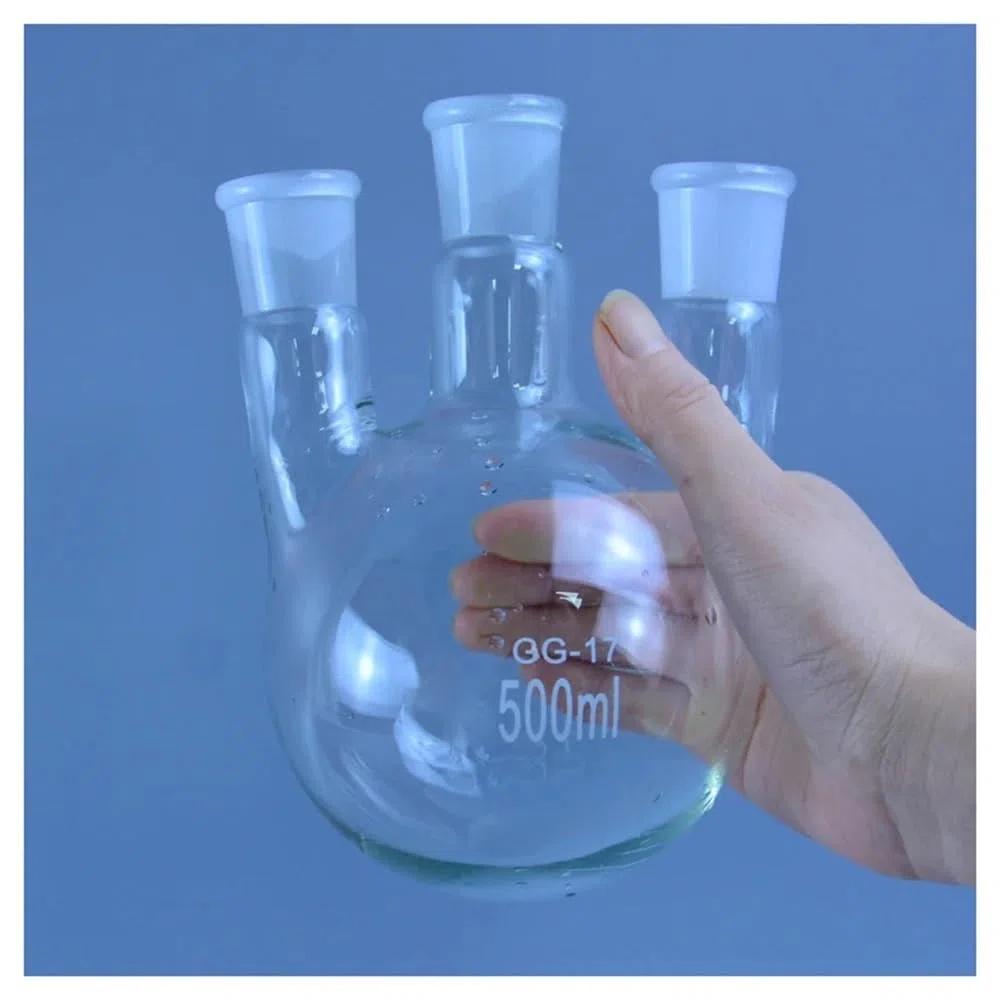 50/100/250/500/1000 ml/2000 ml 24/29 Dreihals-Rundkolben Rundboden mit drei Hälsen Laborglasflasche(500ml)