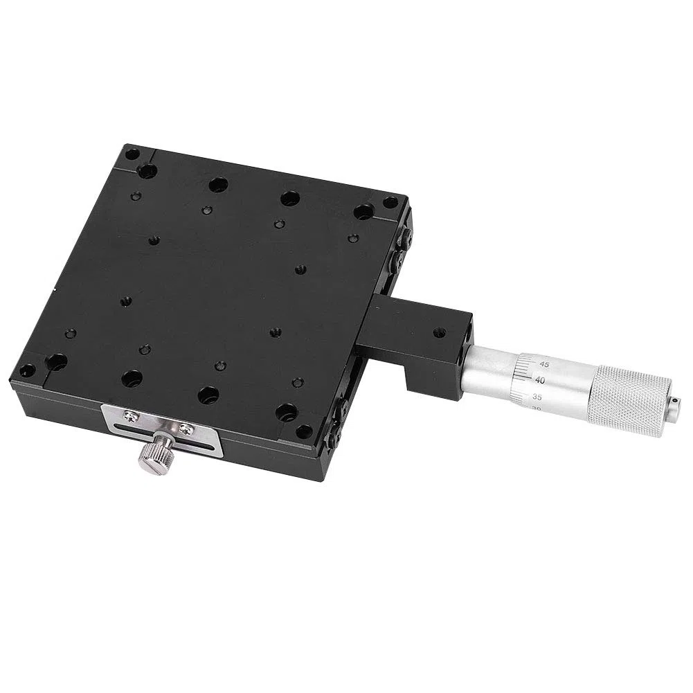 SEMX100-AC Manueller X-Lineartisch, 0,01 mm Präzisions-Mikrometer-Feinabstimmung, Gleittisch, Kreuzrollenführung, X-Achsen-Linearpositionstisch, 3,9 x 3,9 Zoll