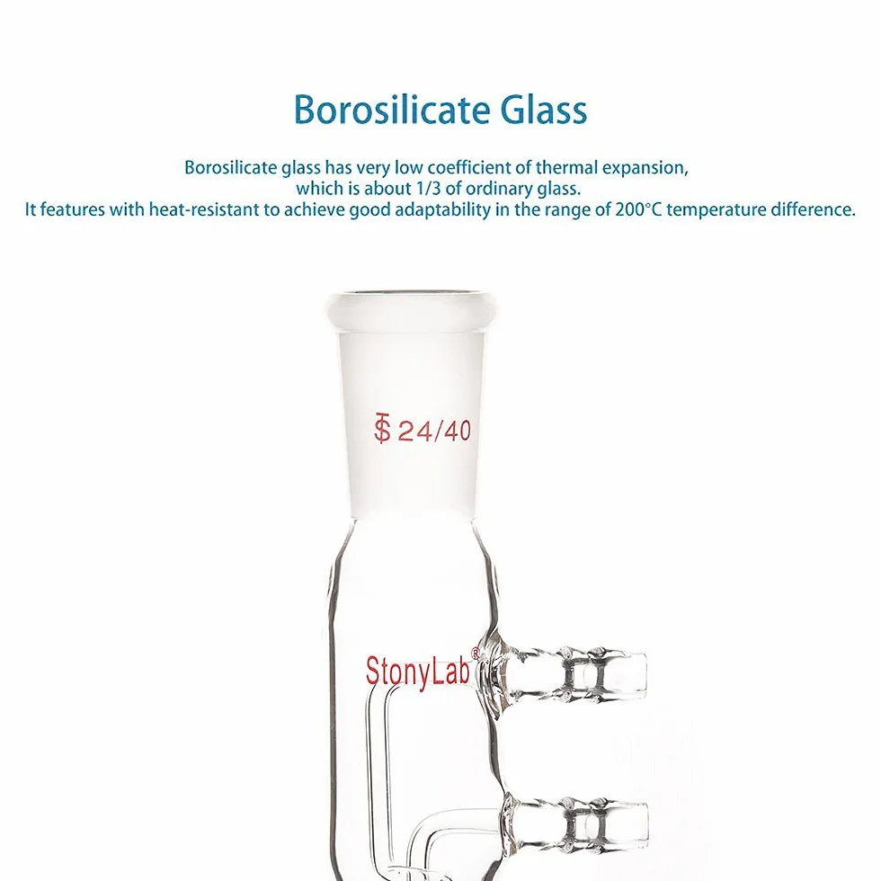 stonylab Glas Coil Reflux Kondensator, Borosilikat Glas Dimroth ReFlux Kondensator mit 24/40 Gelenk und Schlauchanschlüsse, 245 mm Gesamtlänge Coil Reflux Condenser