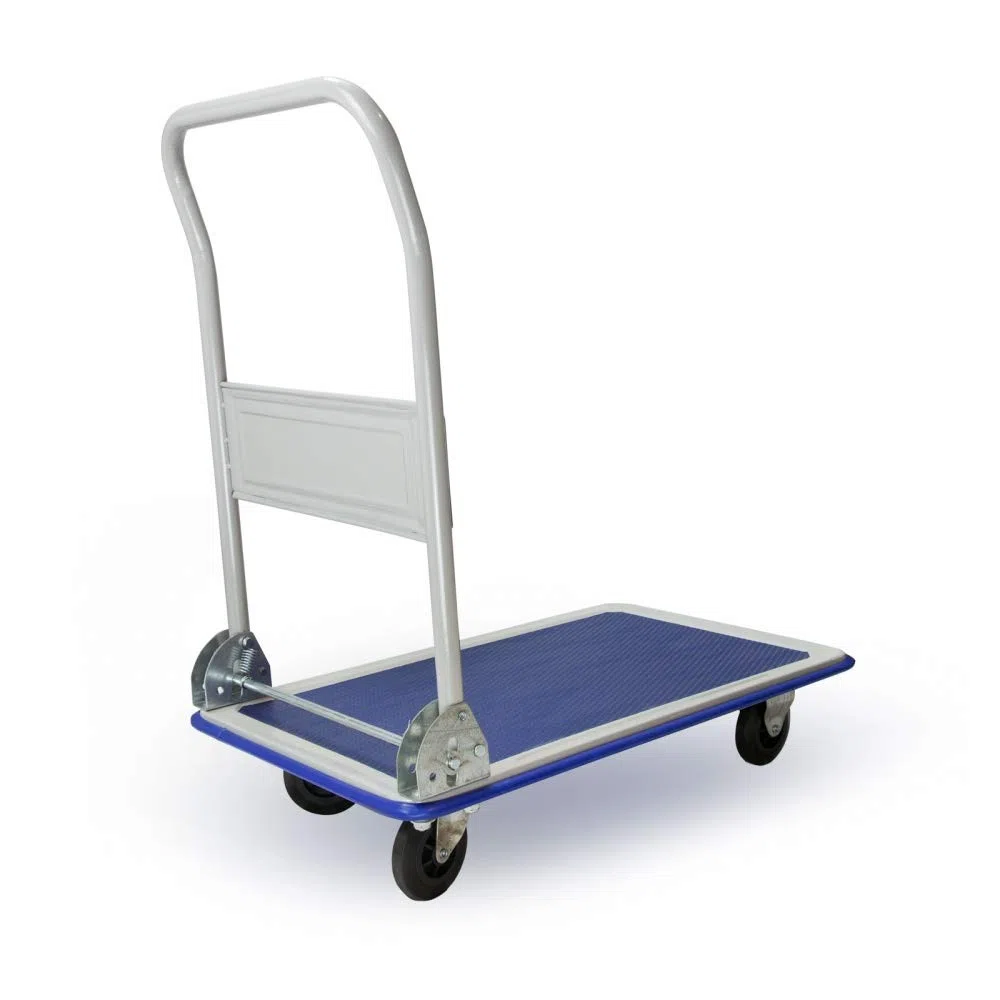 Grafner Industrie Plattformwagen mit pannensicheren Reifen, klappbar, 150 kg Tragkraft, Antirutsch-Beschichtung und gummierter Kantenschutz, große Ladefläche 47 x 72,5 cm, Transport Wagen Trolley