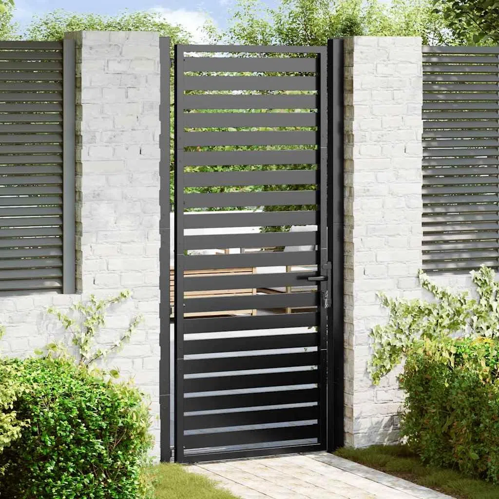 Refined Gartentor Abschließbar Schwarz Zauntor Zauntür Aluminium Gartentür Metall 100x200 cm Aluminium