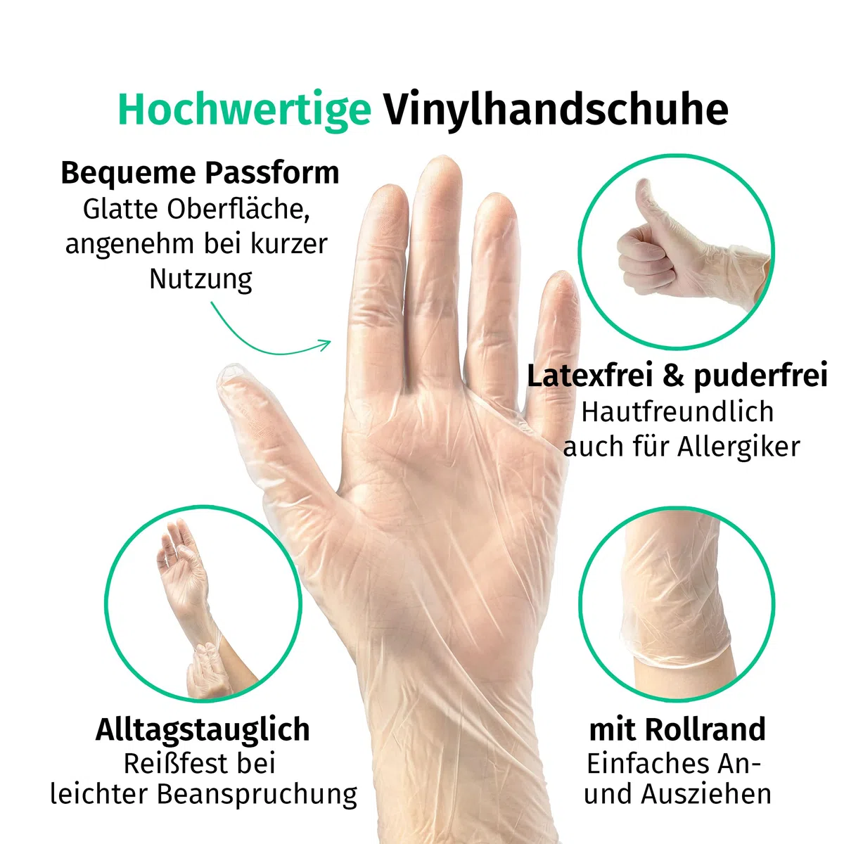 SF Einweghandschuhe M Transparent - 1000 Stück (10 Boxen) Vinylhandschuhe, Puderfrei, Latexfrei, Untersuchungshandschuhe, Putzhandschuhe, Gummihandschuhe für Medizin, Küche, Tattoo, Reinigung