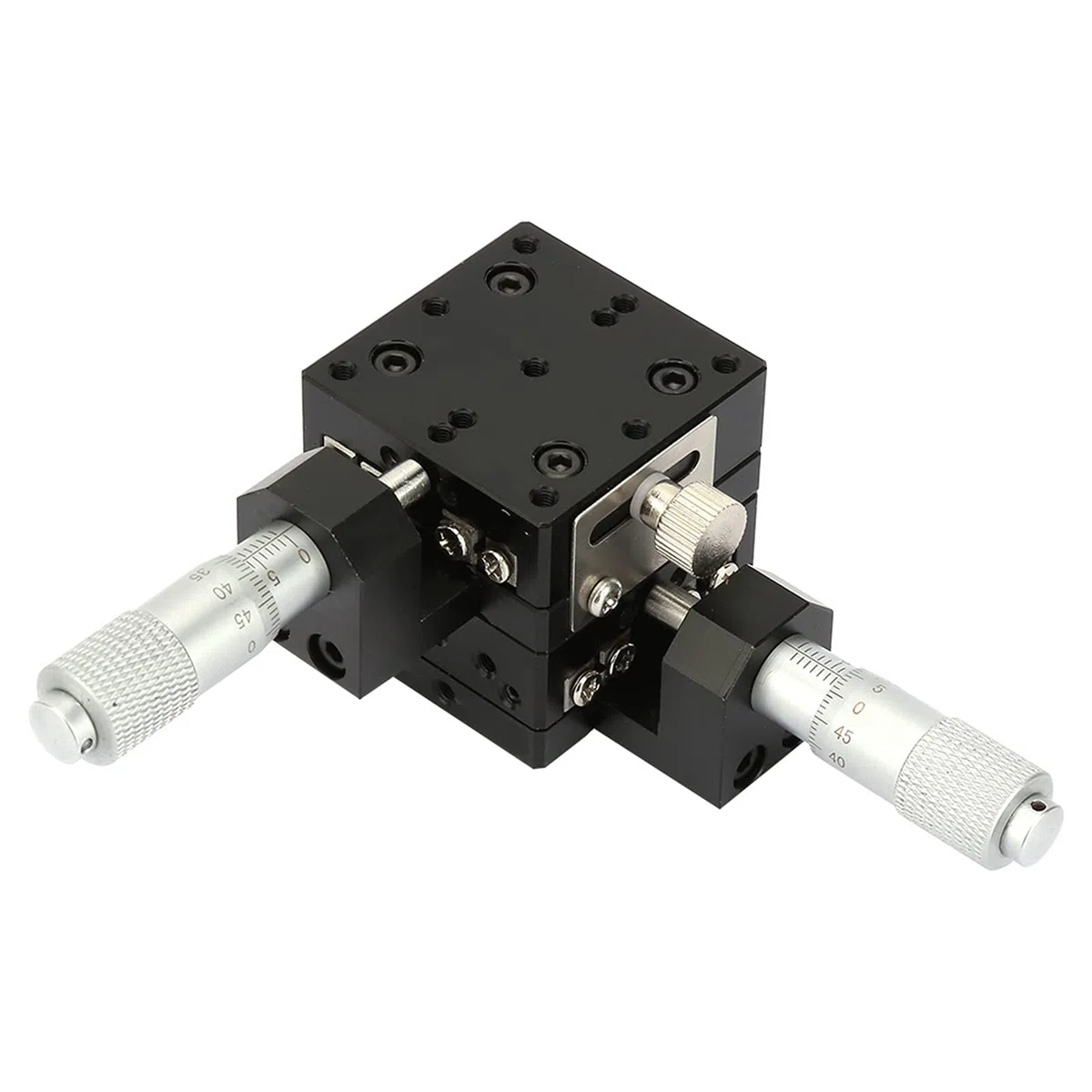 40 * 40 Mm Mikrometer-Gleittisch-Trimmplattform, Kreuzrollen-Lineartische für Geräte, die Zur Feinabstimmung und Anpassung Geeignet sind. XY-Tisch, Schwarz Eloxierte