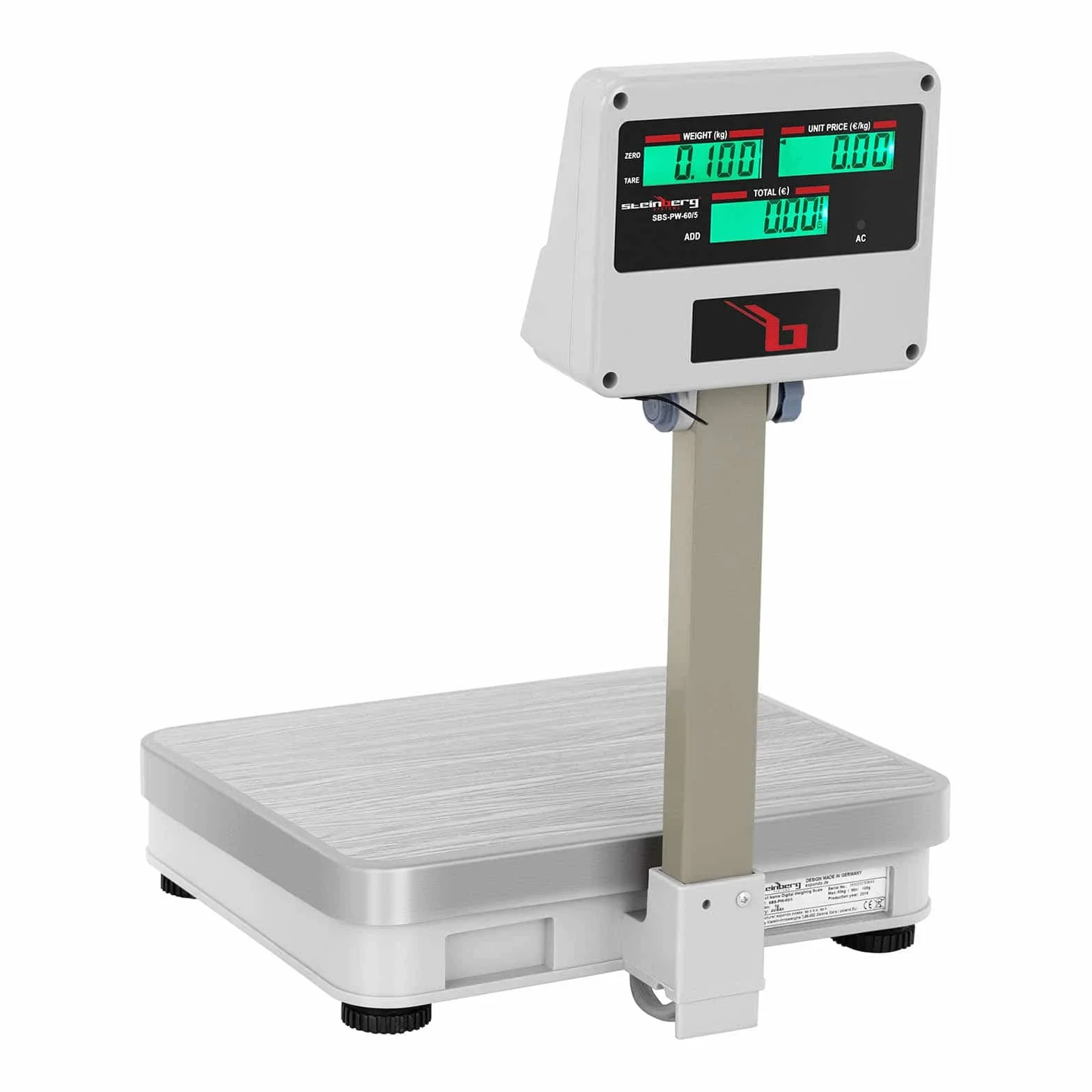 Steinberg Systems Kontrollwaage mit Hochanzeige Digitalwaage Industriewaage 100 kg / 10 g LCD viele Funktionen