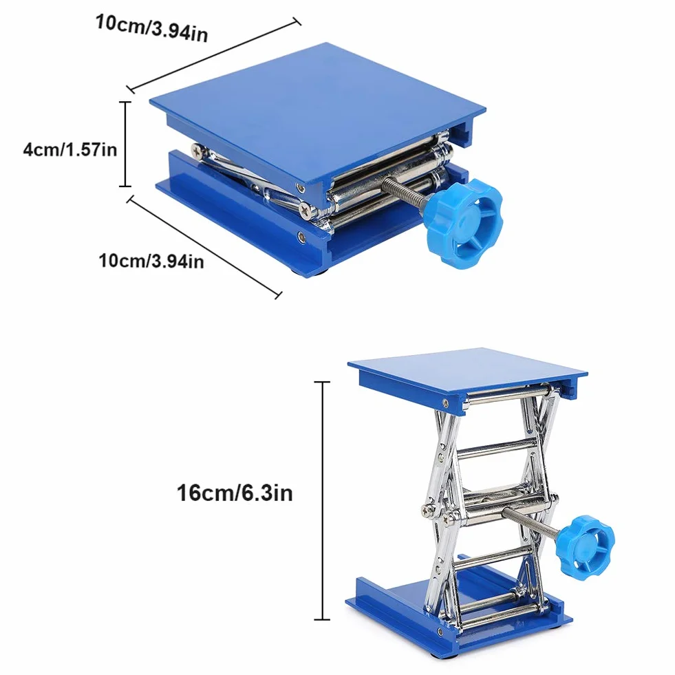 Aluminium-Laborhebebühne, blau verstellbarer Laborständer-Scherenheber für physikalische, chemische, biologische Experimente, 100 x 100 mm