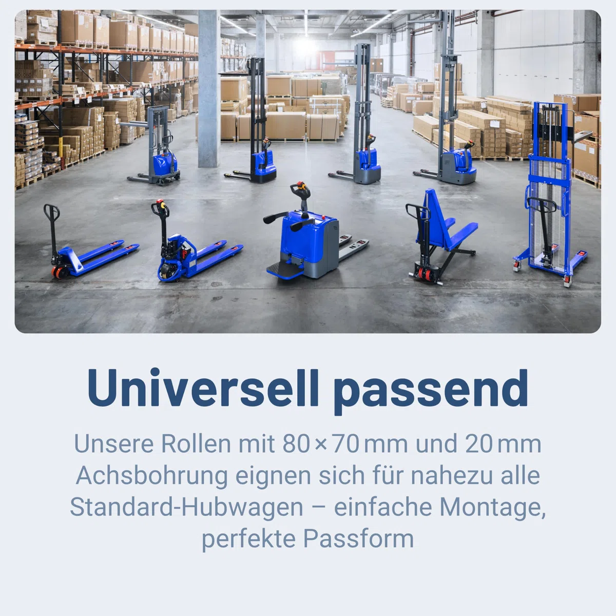 4 Stück Lastrolle Polyurethan (PU) rot 80x70 mm Achse 20mm Laufrolle Rad Hubwagen Rollen inkl. Kugellager Gabelhubwagenrolle Hubwagenrollen