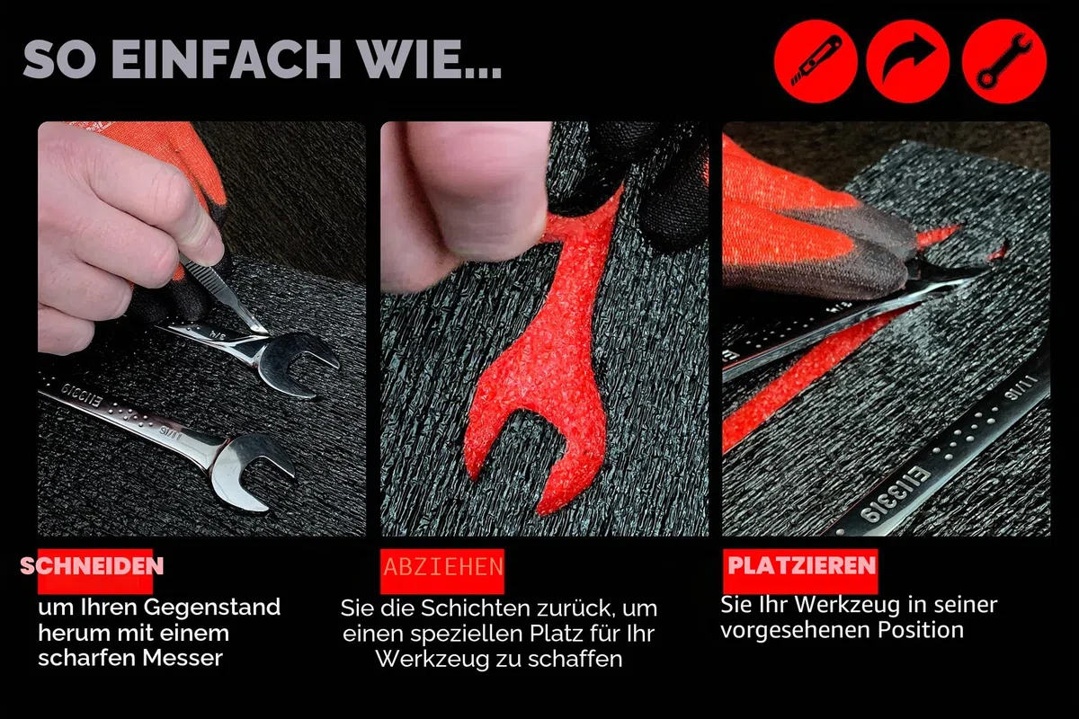 Shadow Foam L-Boxx Einsätze [Doppelpack] für Bosch L-Boxx 102-374 Schaumstoff für Sortimo L-Boxx Modular Werkzeugkoffer (50mm, Rot)