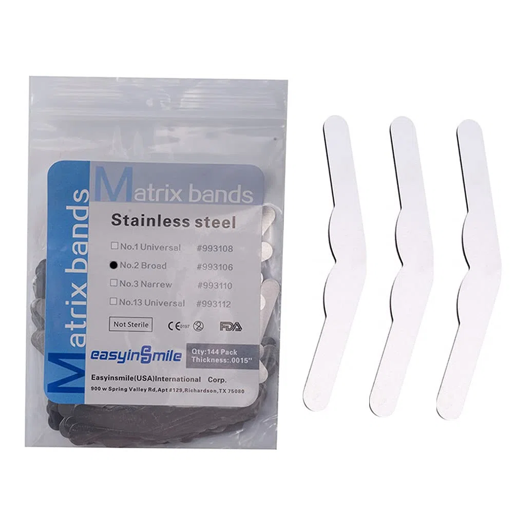 144 Stück Dental Tofflemire Edelstahl-Matrix-Bänder, Stärke 0,04 cm, Universal #1-4 (#2)