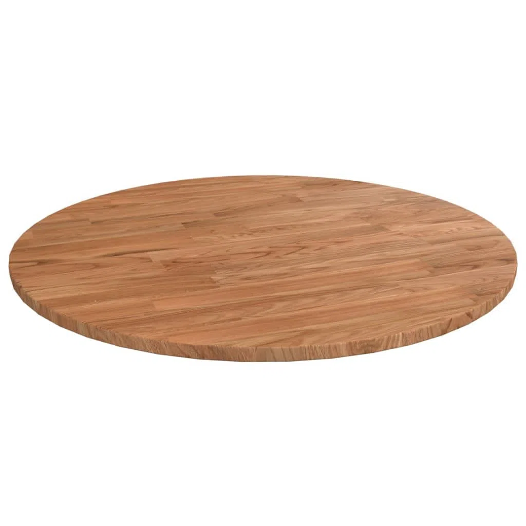 vidaXL Tischplatte, 50 cm Durchmesser x 1,5 cm Dick, Massiv-Eichenholz mit Lack, Nicht montiert, Hellbraun, rund, Ersatzplatte für Esszimmer und Küche