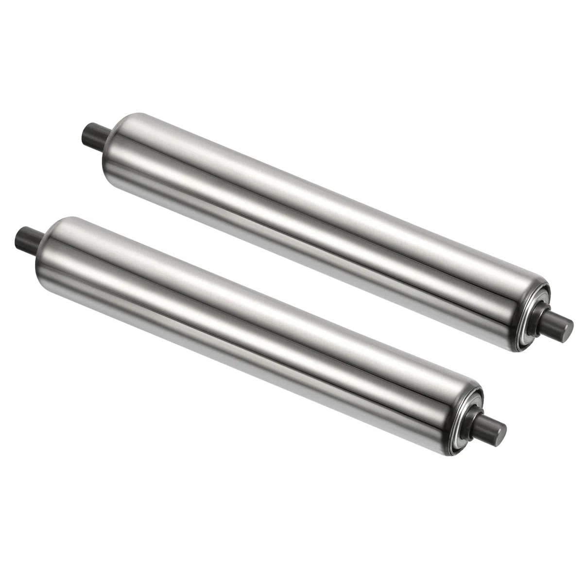 PATIKIL 2Pack Förderer Rollen 1.5" Durchmesser 10" Edelstahl Schwerkraft Übertragung Ersatz Teil Verzinkt Ende Silber