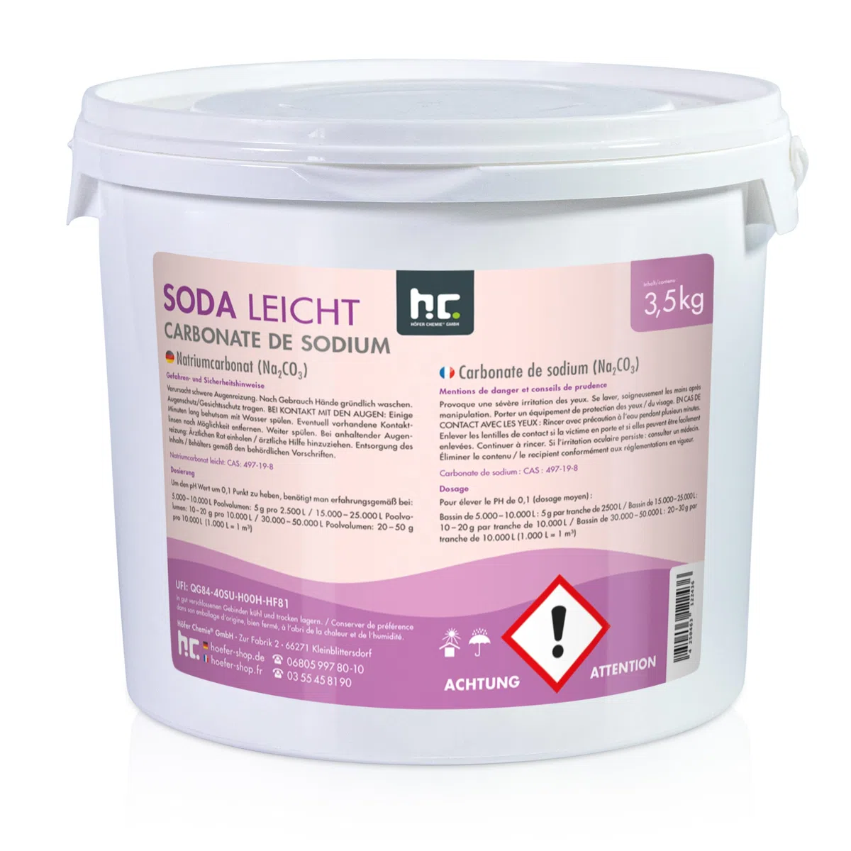 Soda Natriumcarbonat 2 x 3,5 kg leicht technische Qualität von Höfer Chemie