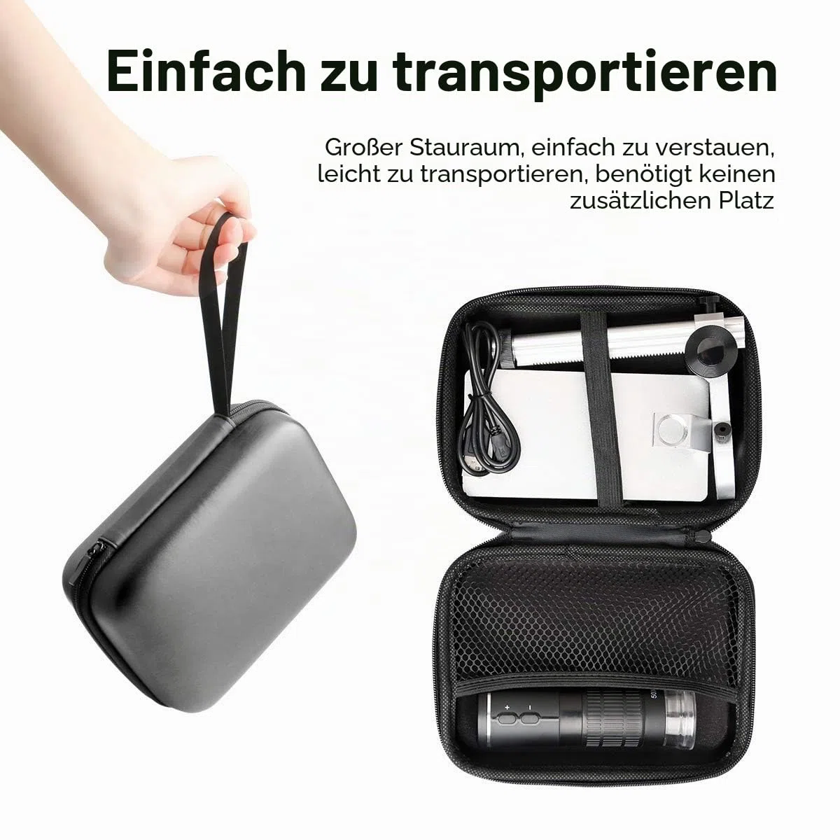 WiFi Digital Mikroskop für iPhone Android Phone Mac Windows HD 1080P Videoaufzeichnung 50x-1000x fache Vergrößerung Drahtloses tragbares Mikroskop mit Metallständer und Tragetasche