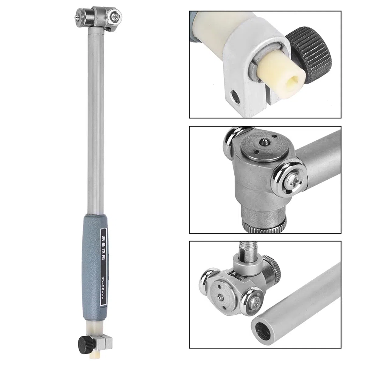 Präzisions-Bohrungsmesswerkzeug, 35-50mm Innendurchmesser-Messgerät Aus Aluminiumlegierung, Messuhr Mit 0,01mm Genauigkeit, Inklusive 2 Messspitzen (35-50mm)