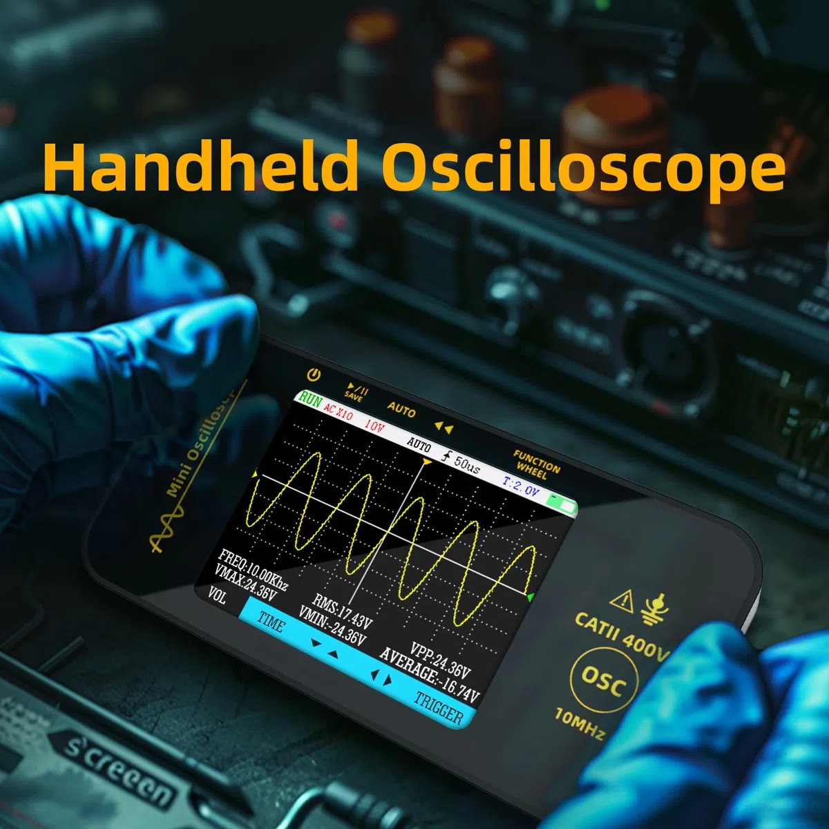 BSIDE Handheld Oszilloskop 3.2'' TFT Display Tragbares Digitale Oszilloskope 10MHz Bandbreite Automotive Oszilloskop 48MSa/s Abtastrate Trigger Funktion Auto/Nomal/Single