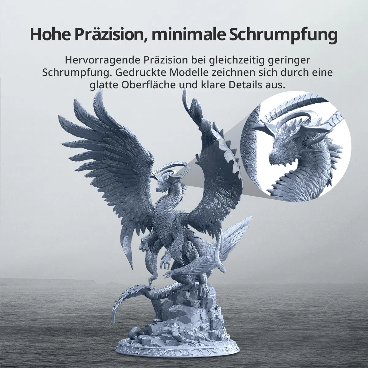 ANYCUBIC Tough Resin 2.0, 3D Drucker Resin mit Verbesserter Hoher Zähigkeit und Hoher Präzision, 365–405 nm Schnell Aushärtendes 3D Harz für 4/8/12/14K LCD/DLP/SLA 3D Drucker (Grau, 1000g)