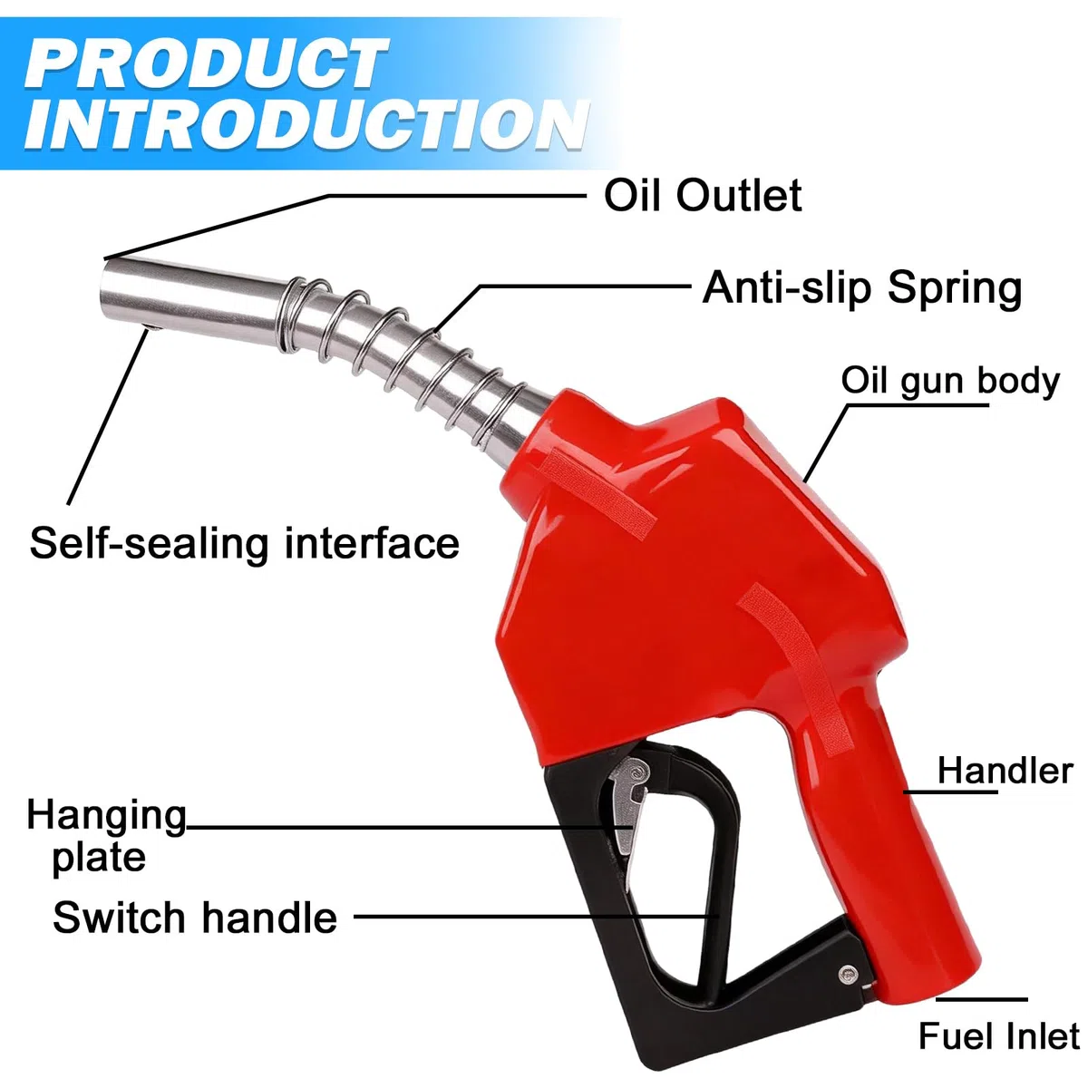 Automatische Diesel Zapfpistole, Automatische Kraftstoffdüse, Aluminiumlegierung Treibstoff Pistole Zapfpistole Mit Automatischer Abschaltung Für Benzin, Diesel, Kerosin (Rot)